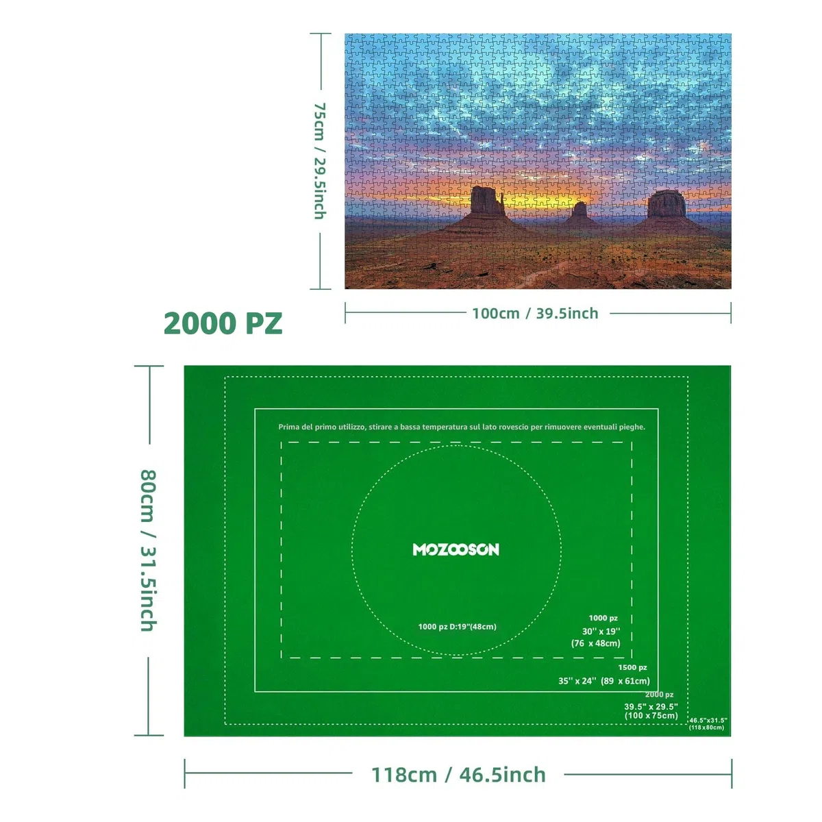 MOZOOSON Tappeto Puzzle Bambini Adulti, Tappetino Puzzle Feltro, Puzzle Pad Roll Up 2000 Pezzi
