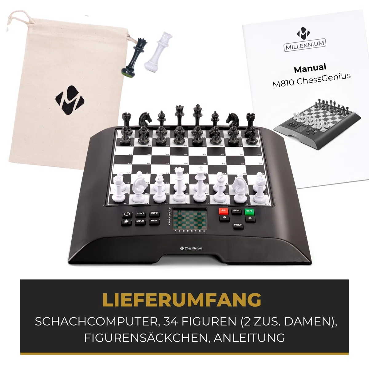MILLENNIUM ChessGenius - la scacchiera elettronica con il software di Richard Lang. Per principianti e giocatori esperti. Una delle scacchiere elettroniche più potenti di sempre con più di 2000 ELO