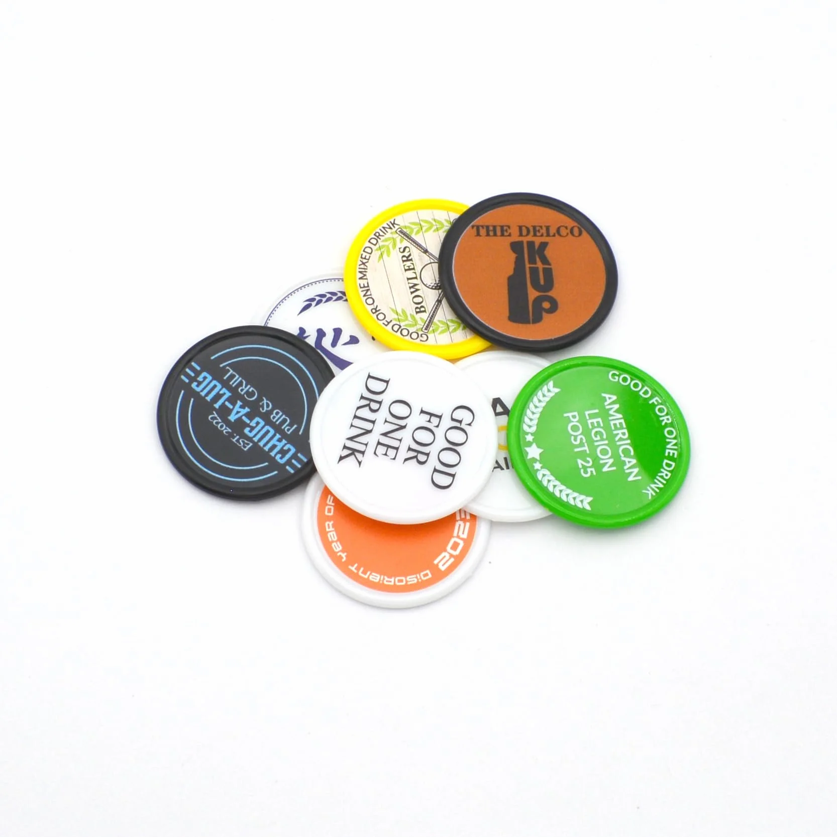 Generic 200-1000 chip di plastica personalizzati, logo personalizzato, stampa il tuo disegno o testo, buono per bevande o birra gettoni in bar