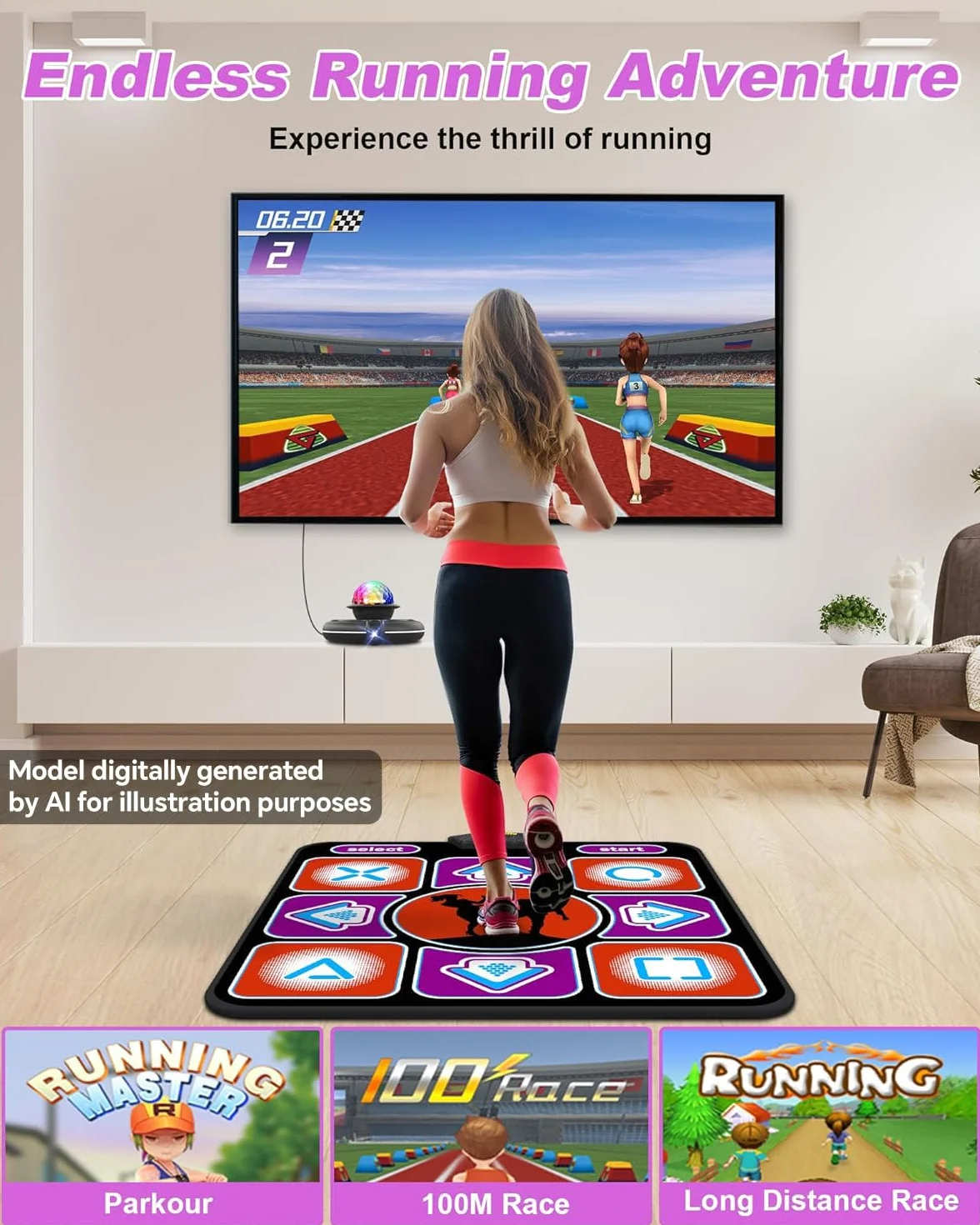 Tappetino da Ballo Singolo per TV, Elettronico con Controller Wireless, Antiscivolo per Bambini Adulti Regali per Ragazzi e Ragazze (Nero Rosso)