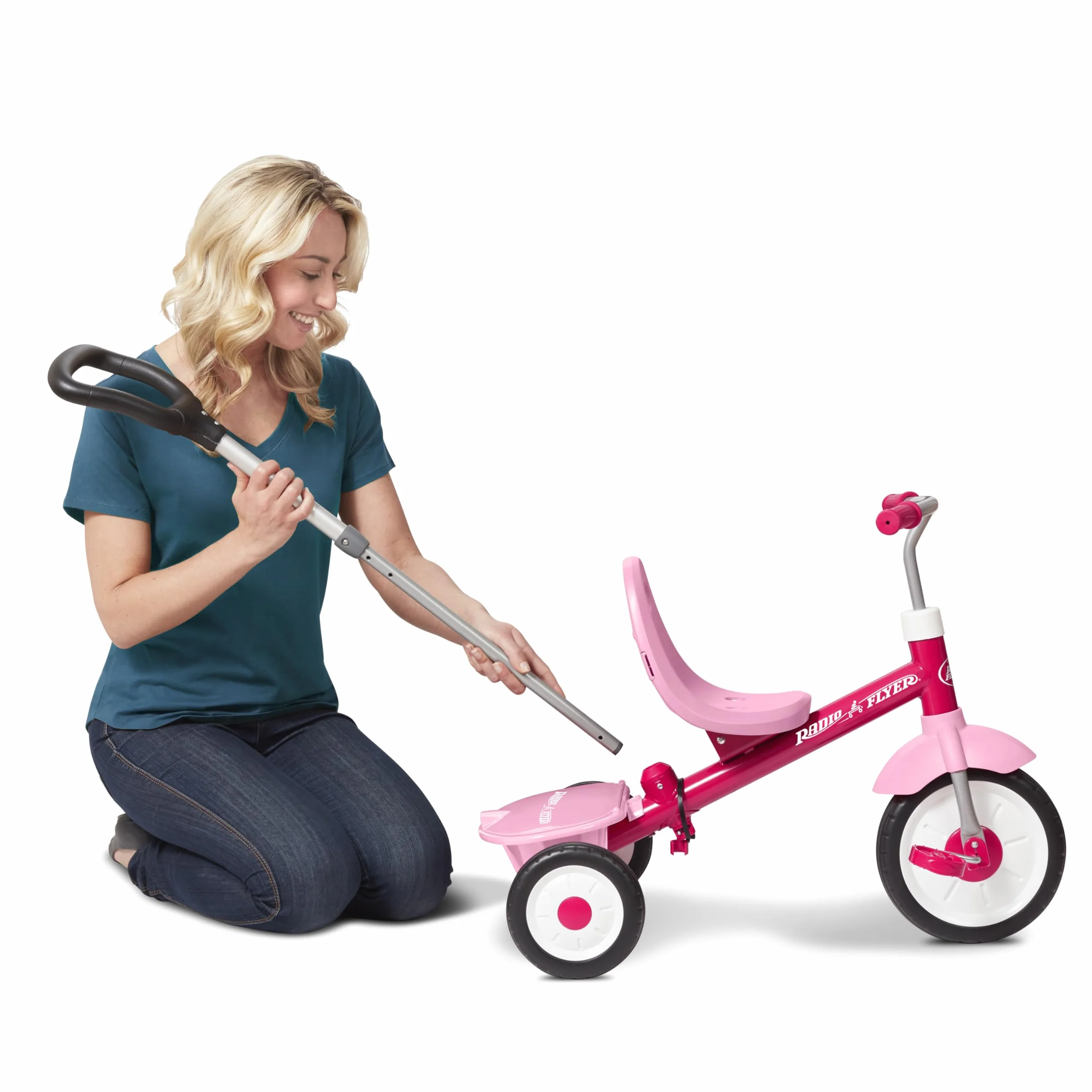 Radio Flyer triciclo-passeggino 3 in 1, rosa, per bambini da 1,5 a 5 anni