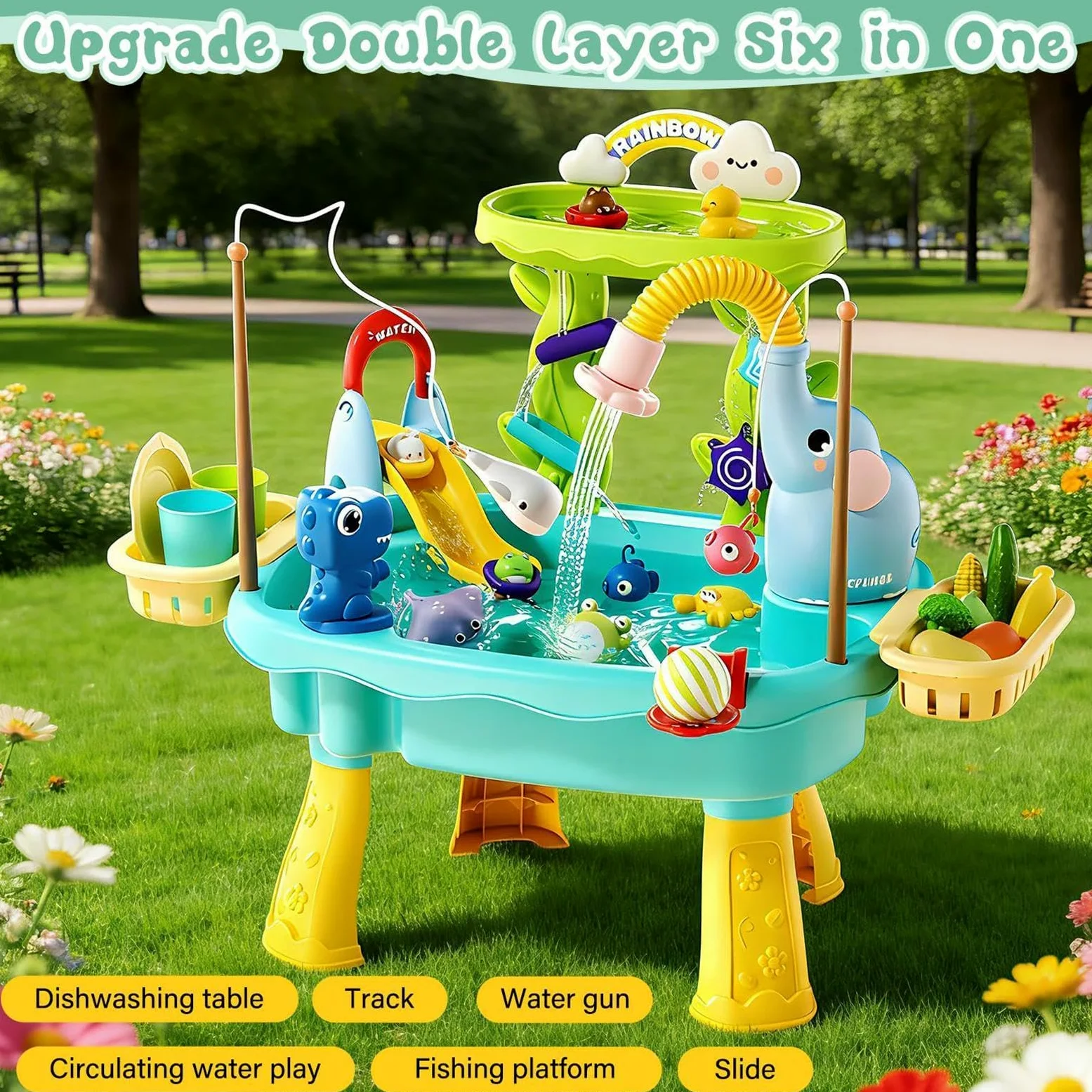 Tavolo Acqua Bimbi Giocattolo con Pompa Elettrica Giocattolo Acquatico da Esterno per Bambini Prescolari