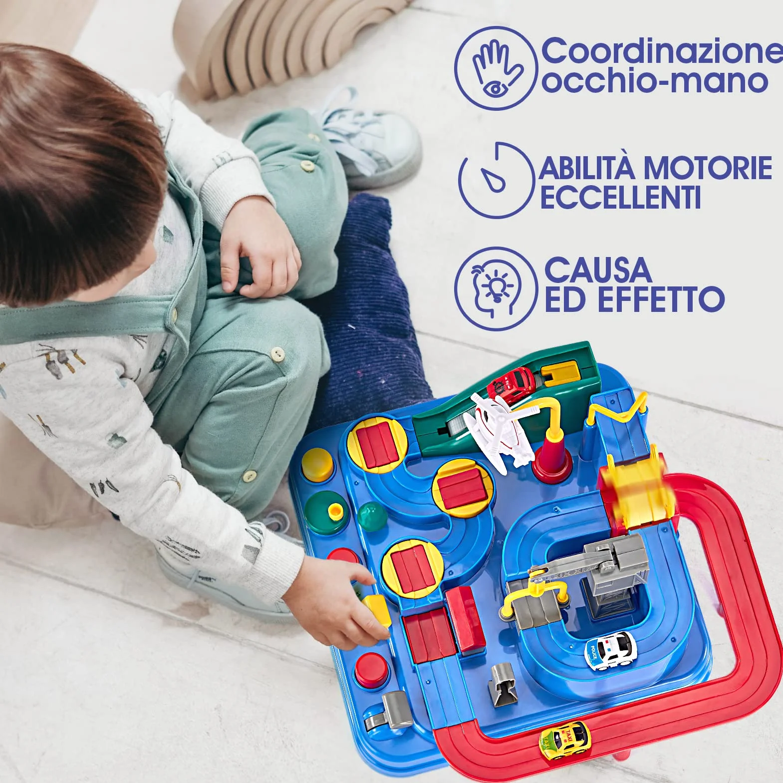 hahaland Pista Macchinine Giochi Bambini 2 3 4 anni - Set di Piste da Corsa Gioco di Avventura in Auto Macchinine per Bambino Regalo 2 3 4 5 6 anni Maschio
