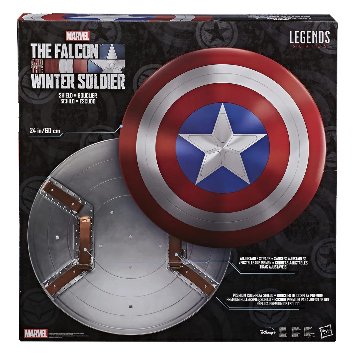 Hasbro Serie Marvel Legends, Scudo Premium per Giochi di Ruolo di Captain America Serie Falcon e Winter Soldier per Adulti dai 18 Anni in Su, Rosso, 12.7 x 63.5 x 66.04 cm