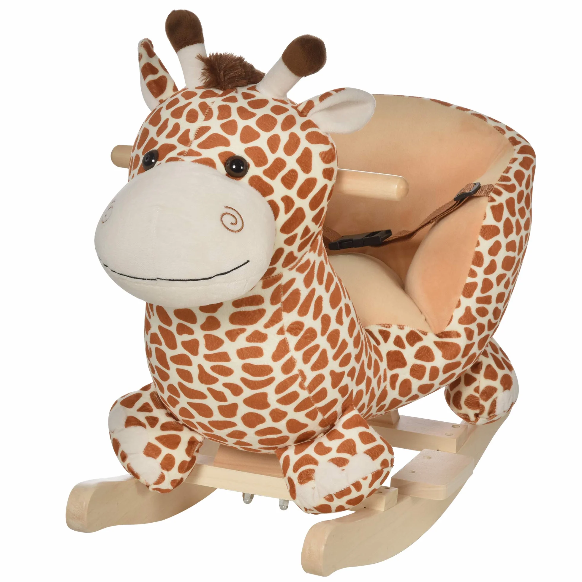 HOMCOM Cavallo a Dondolo in Legno Giraffa per i Bambini 60x33x45cm