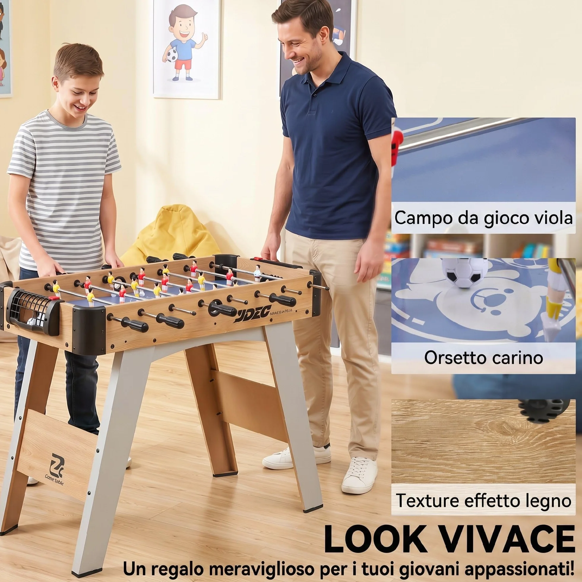 SPORTNOW Calcio Balilla, Mini Tavolo da Calcio da 89 cm, 22 Giocatori, 2 Palline, 2 Segnapunti Manuali e Maniglie Antiscivolo, Set da Gioco Freestanding per Famiglia, Regalo