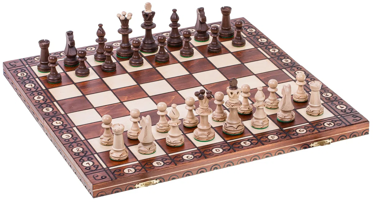 Scacchi in Legno SENATORE 41x41 cm Scacchiera Pezzi Appesantiti