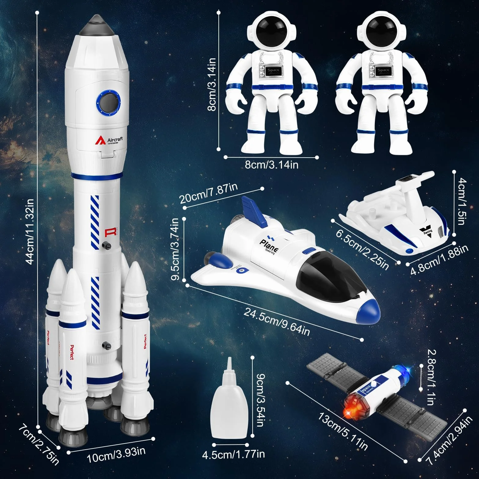Giocattolo razzo spaziale per bambini, giocattolo navetta spaziale per bambini di 3, 4, 5, 6, 7, 8 anni, regalo giocattolo razzo spaziale per ragazzi e ragazze