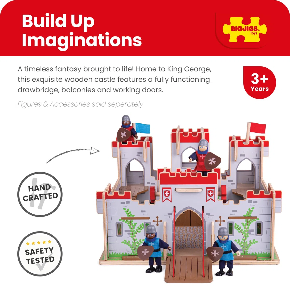 Castello di Bigjigs Giocattoli Re Giorgio - Castello Medievale Playset