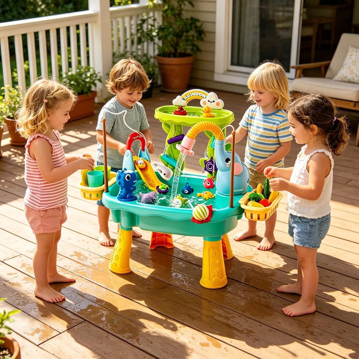 Tavolo Acqua Bimbi Giocattolo con Pompa Elettrica Giocattolo Acquatico da Esterno per Bambini Prescolari