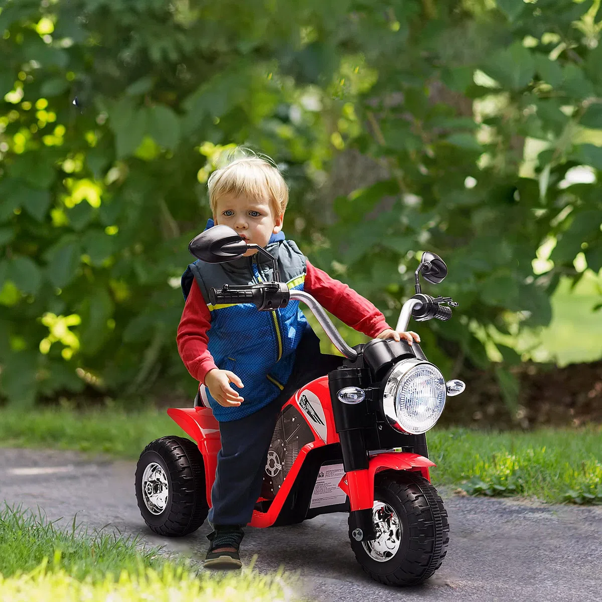 HOMCOM Moto Elettrica per Bambini a 3 Ruote 6V 2 km/h 72x57x56cm Rossa