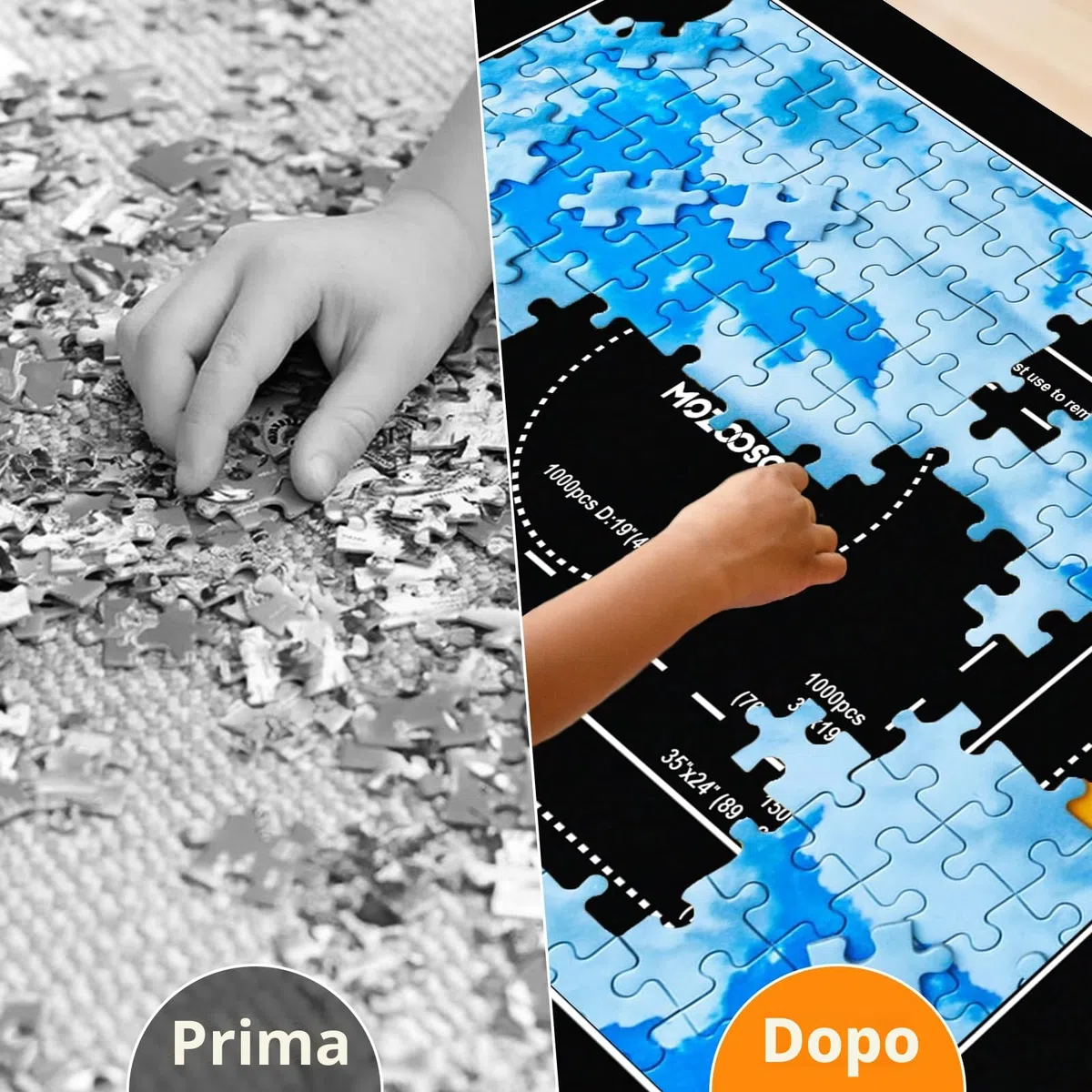 MOZOOSON Tappetino per Puzzle in Feltro Arrotolabile 3000/2000/1500/1000 Pezzi 150x100 cm