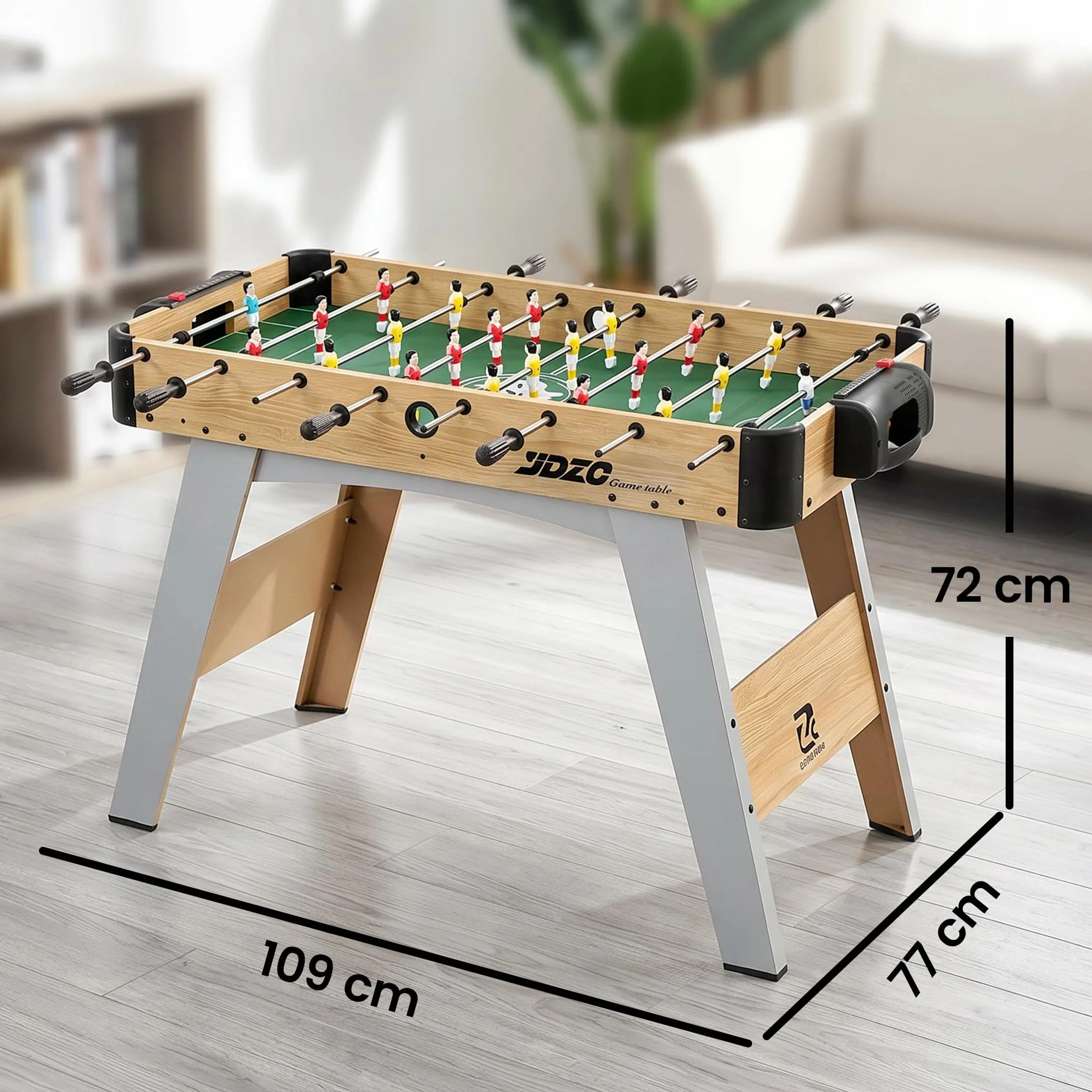SPORTNOW Calcio Balilla, Biliardino da Casa con 22 Giocatori, 8 Aste, 2 Palline, Segnapunti, Maniglie Antiscivolo, Calcetto Balilla per Famiglia Adulti per Scuola Feste, 109x77x72 cm, Rovere