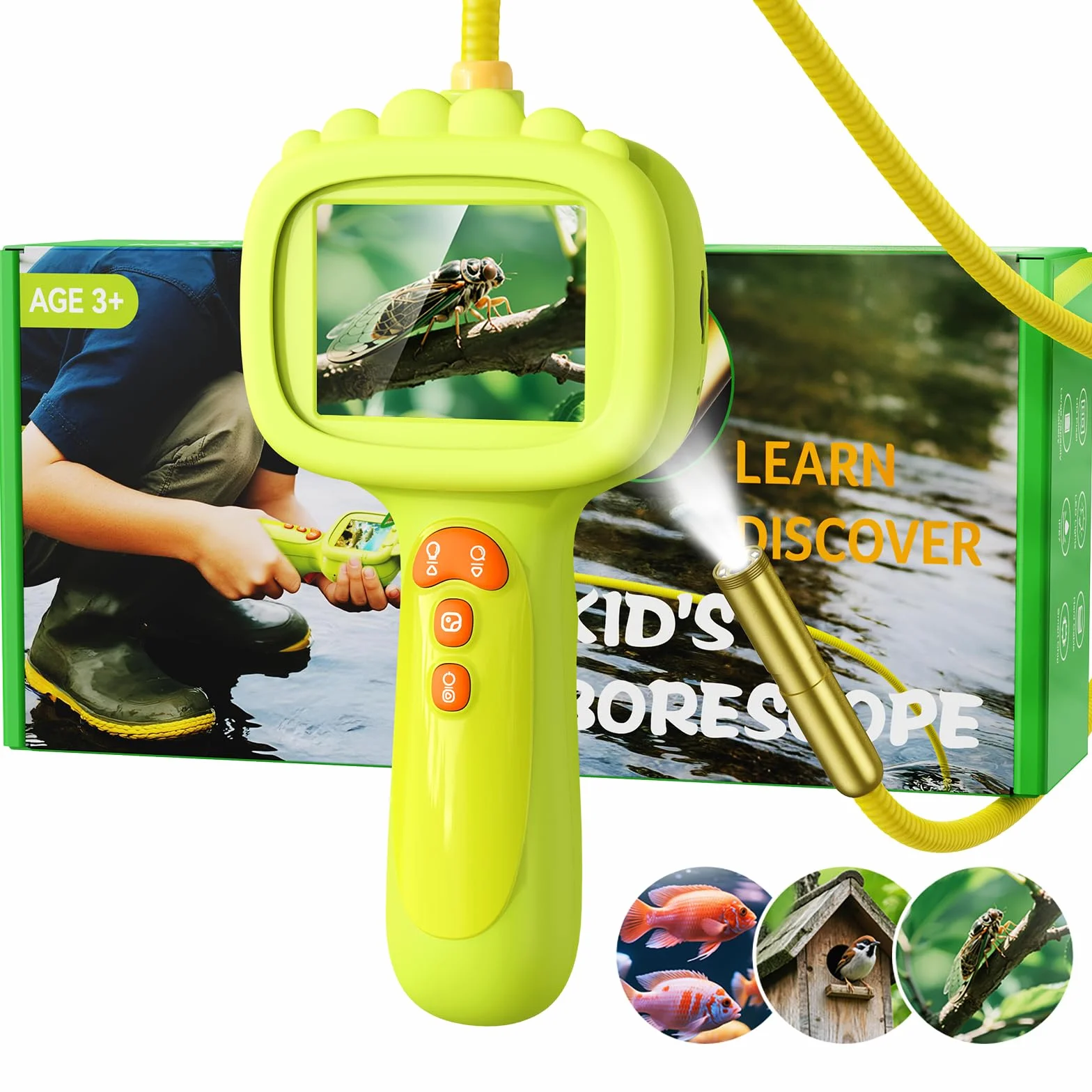 Endoscopio per bambini, Camera bambini 1080P, Gioco STEM per esplorazione all'aperto, giardino, campeggio e natura, Migliori regali di compleanno per ragazzi e ragazze di 4, 5, 6, 7, 8, 9, 10 anni