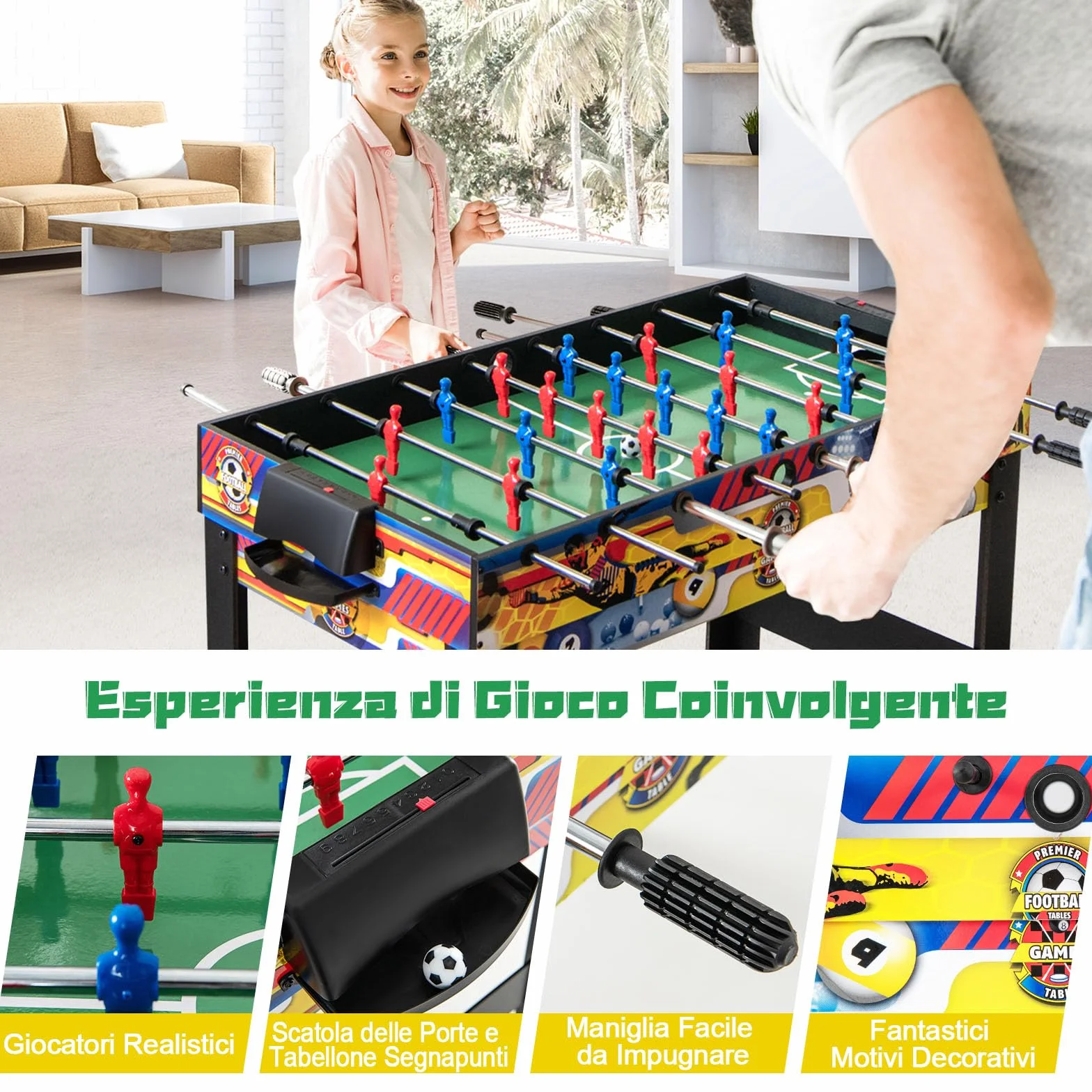 RELAX4LIFE 12 IN 1 Tavolo da Gioco Multifunzionale, Set da Tavolo Multigioco Calcio Balilla Ping Pong Air Hockey Scacchi Bowling, per Casa Ufficio Bar
