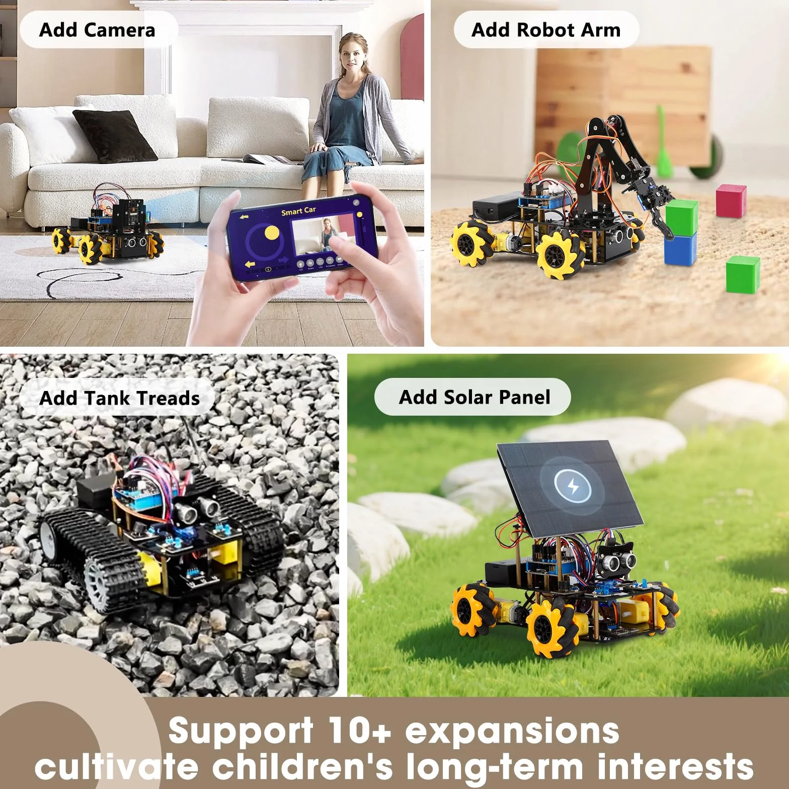 Robotica per bambini dai 8 ai 12 anni, kit di costruzione di auto con braccio robotico intelligente a 5DOF, giocattolo STEM, regalo per ragazzi/adolescenti/adulti, codifica ESP32-Arduino/Python, app e
