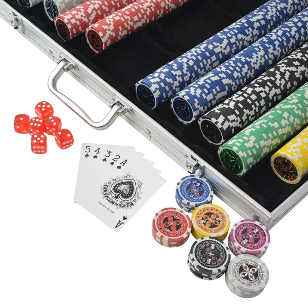 vidaXL Set Gioco Poker 1000 Chips Fiches Laser Valigetta Alluminio