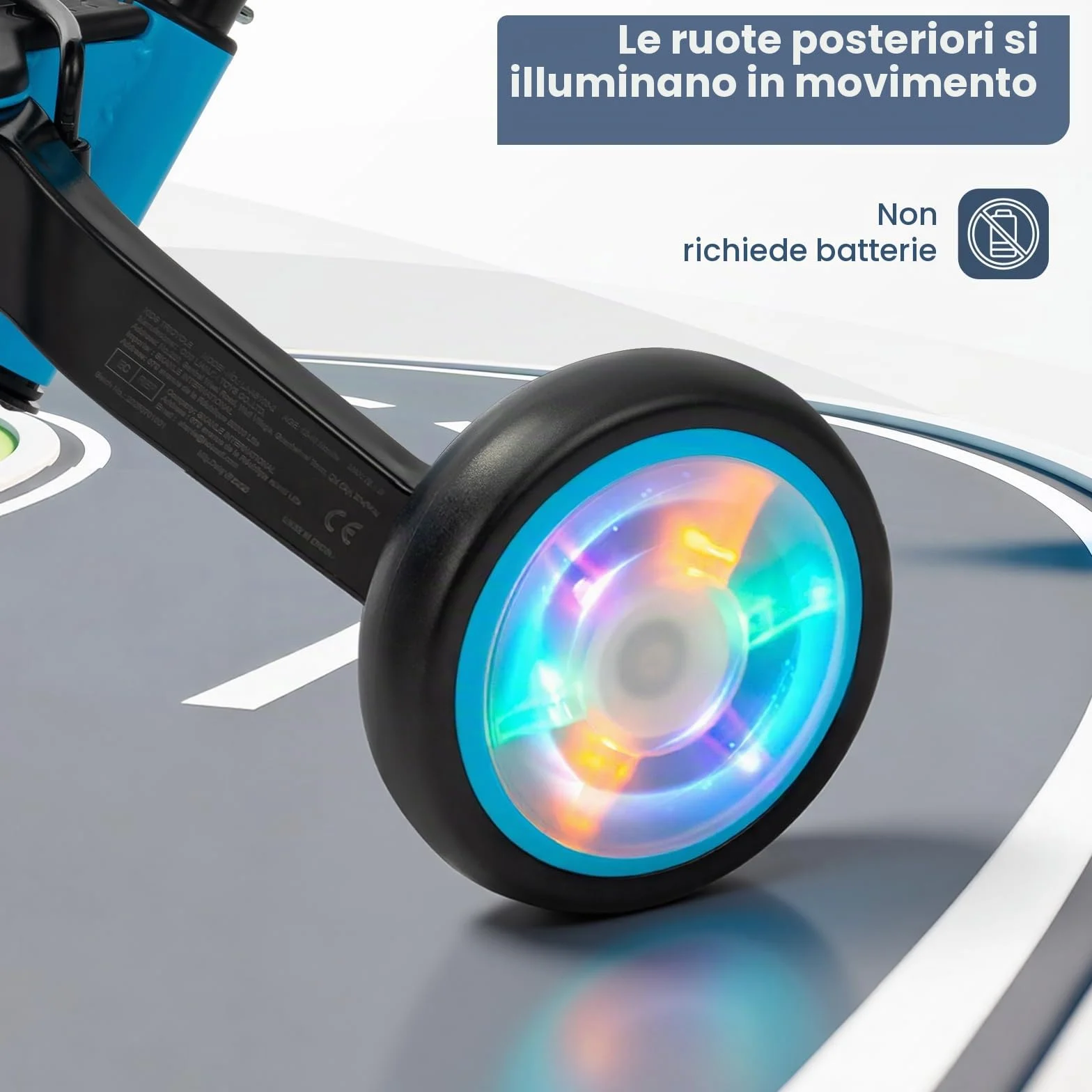 VITONIS Triciclo 5 in 1 per bambini dai 18 mesi ai 3 anni, con ruote lampeggianti, maniglione di spinta, schienale e cintura di sicurezza, regalo per bambini e bambine, bicicletta senza pedali, blu
