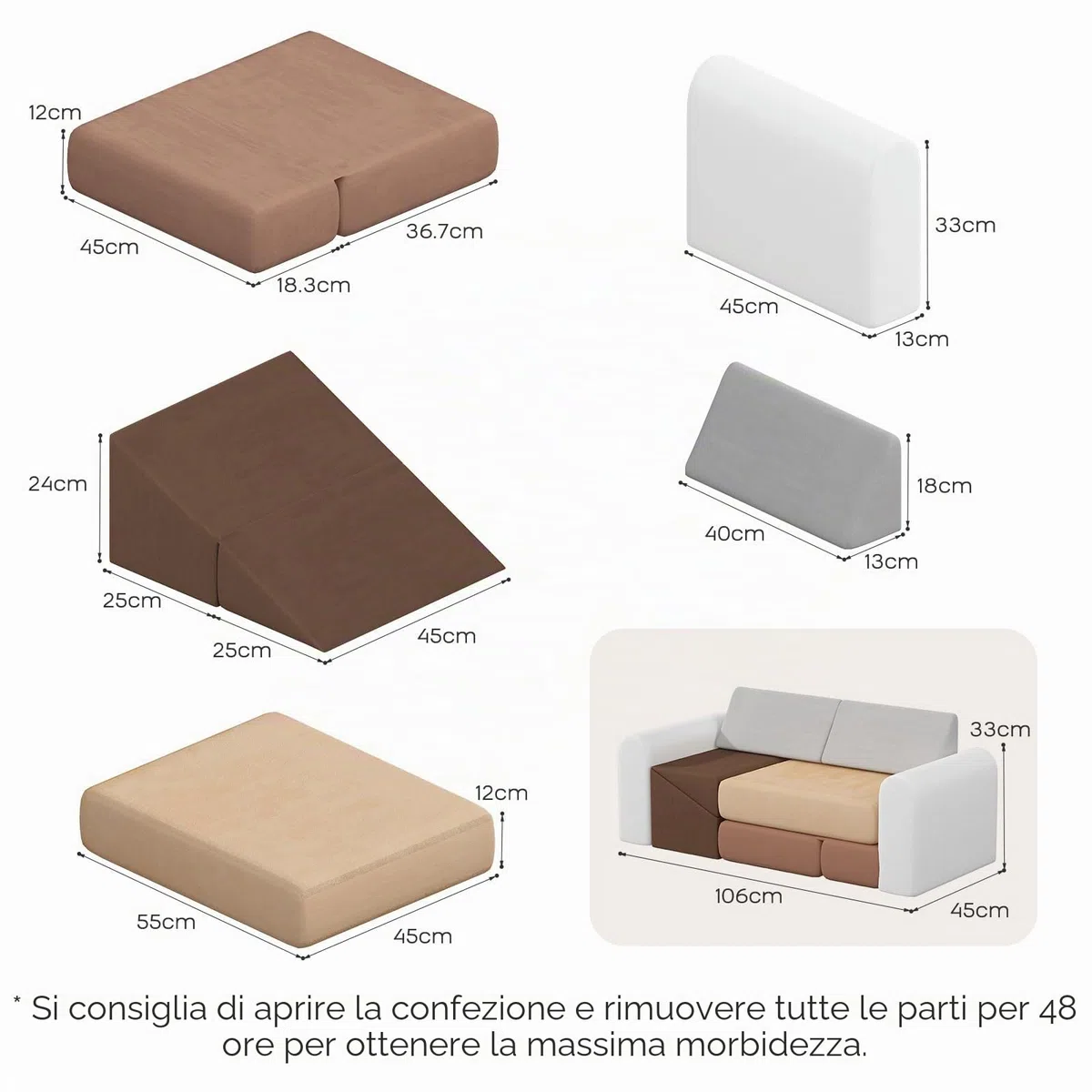 Blocchi di Schiuma per Arrampicata per Bambini, Divano Morbido e Attrezzatura da Gioco