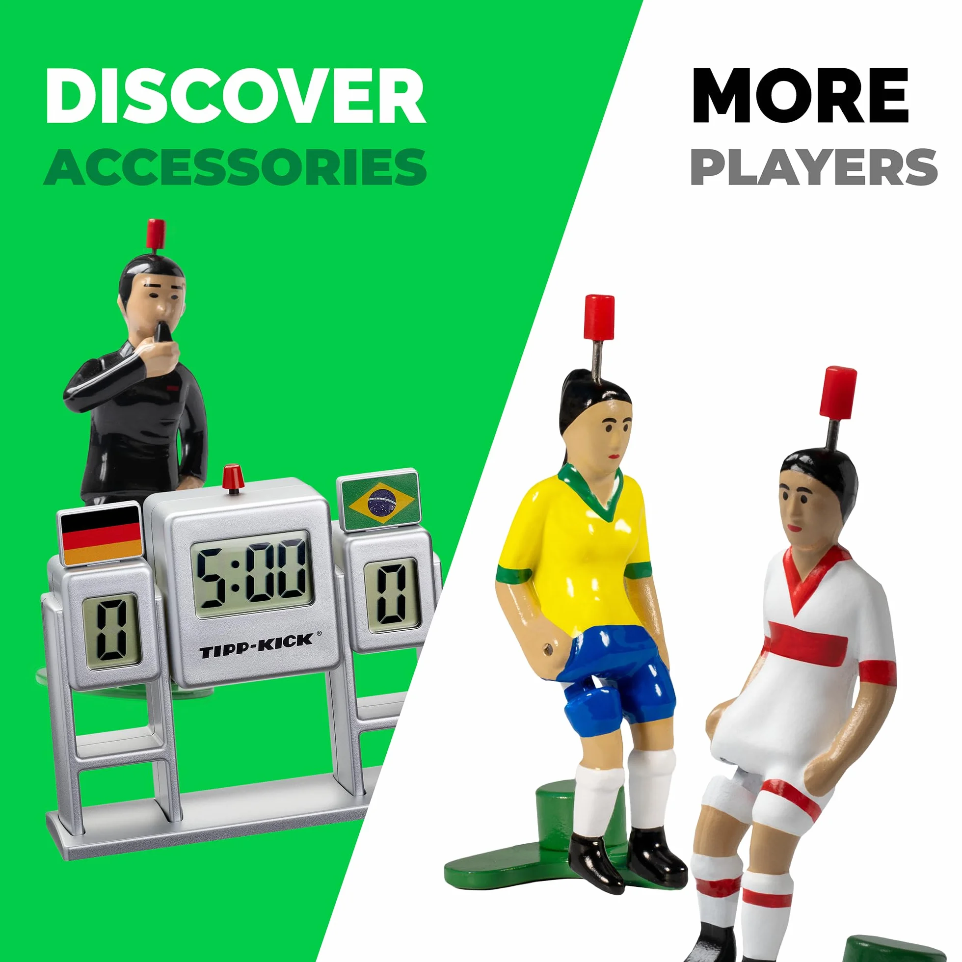 TIPP-KICK Junior Cup 82x56 cm con Bordo - Set Pronto per Giocare con 2X Giocatori, 2X Portieri, 2X Reti in Plastica, 2X Palloni I Campo da Gioco in Feltro