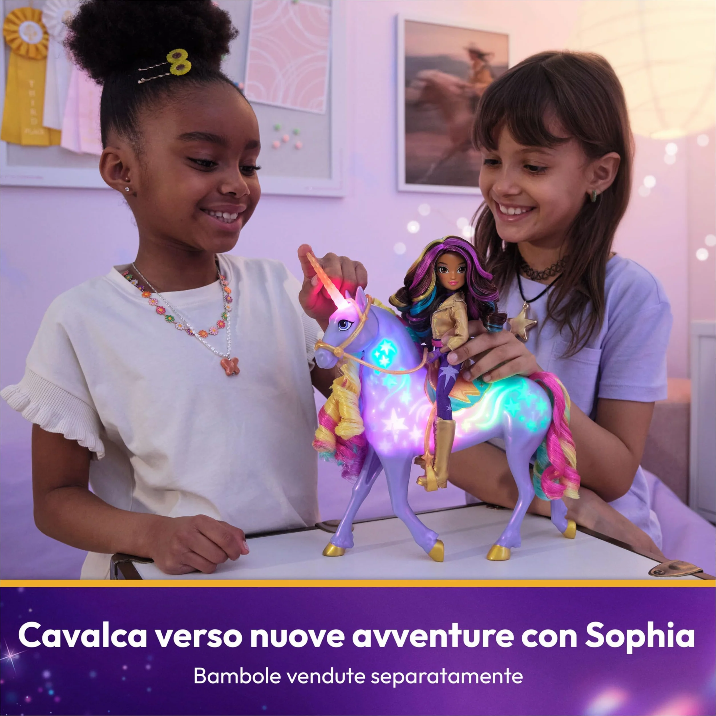 Unicorn Academy, Unicorno Wildstar Interattivo, Magica Luce dell’Arcobaleno, con Luci, Suoni e Musica, per Bambine, 4+ Anni