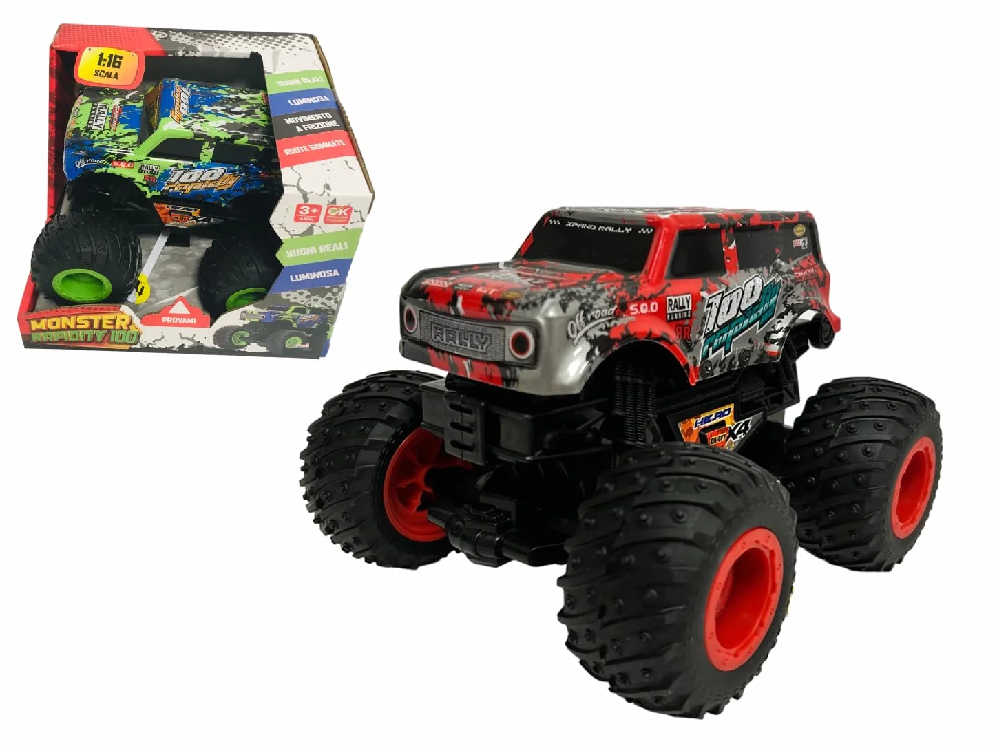 Generic Monster Truck Giocattolo 4x4 Luci Suoni Movimento Frizione Fuoristrada Ruote Gommate Grande per Bambini Unisex