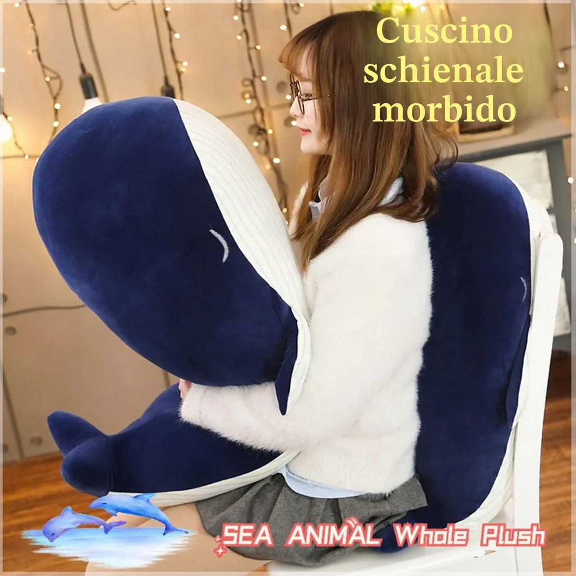 Kekeso Grande Balena Blu Peluche Giocattolo Morbido Che Abbraccia Cuscino Carino Bambola Della Peluche (45cm+25cm=17.71inch+9.84inch)