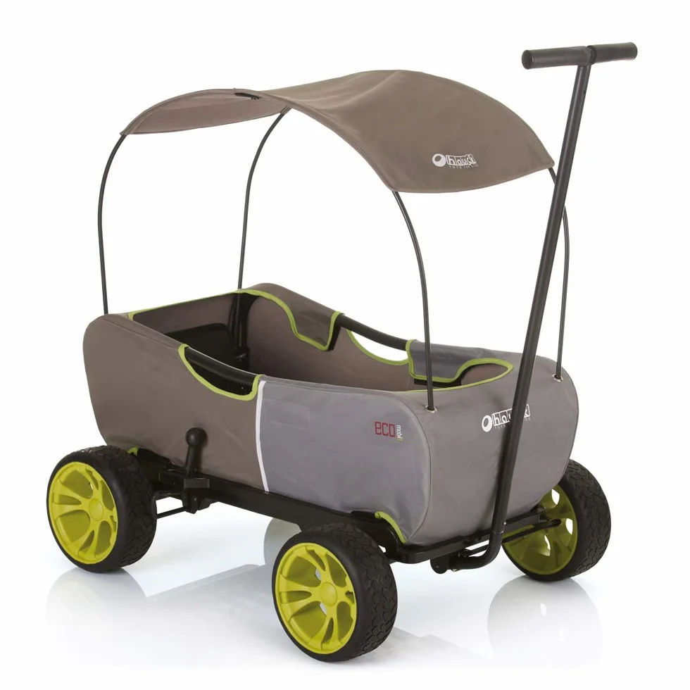 hauck Eco Mobil, Forest - Carrello da Trasporto per 2 Bambini fino a 50 kg - con Tettuccio Parasole e Cuscino di Seduta - Grandi Ruote EVA, Freno e Timone Rimovibile - Richiudibile e Portatile