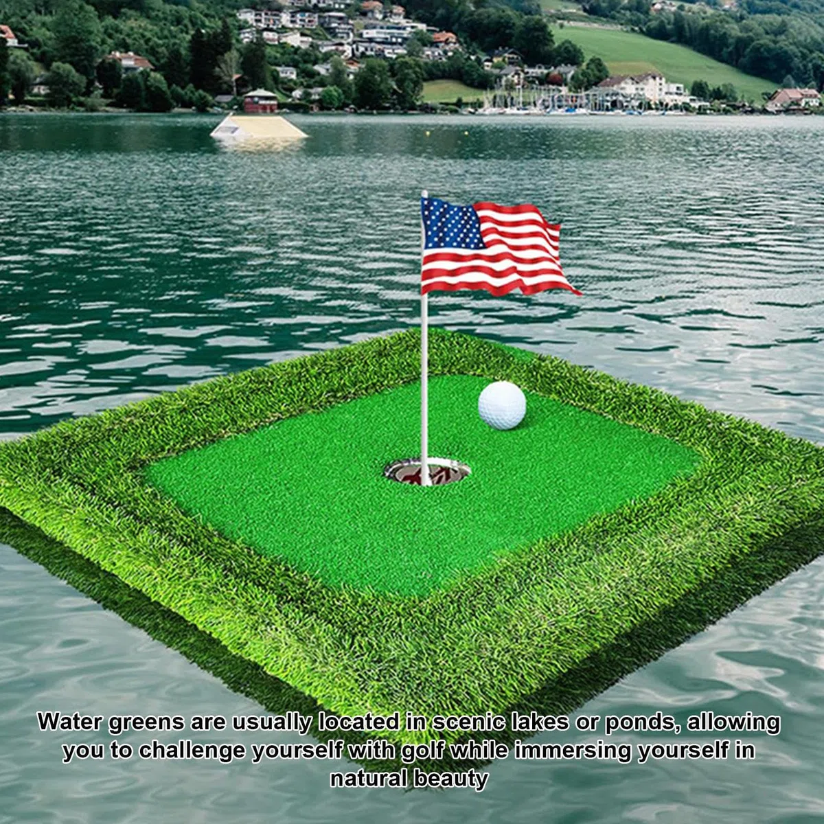 Generisch Floating Golf Green per piscina, set di giochi per chip, tappetino per esercizi per migliorare la del colpo di golf