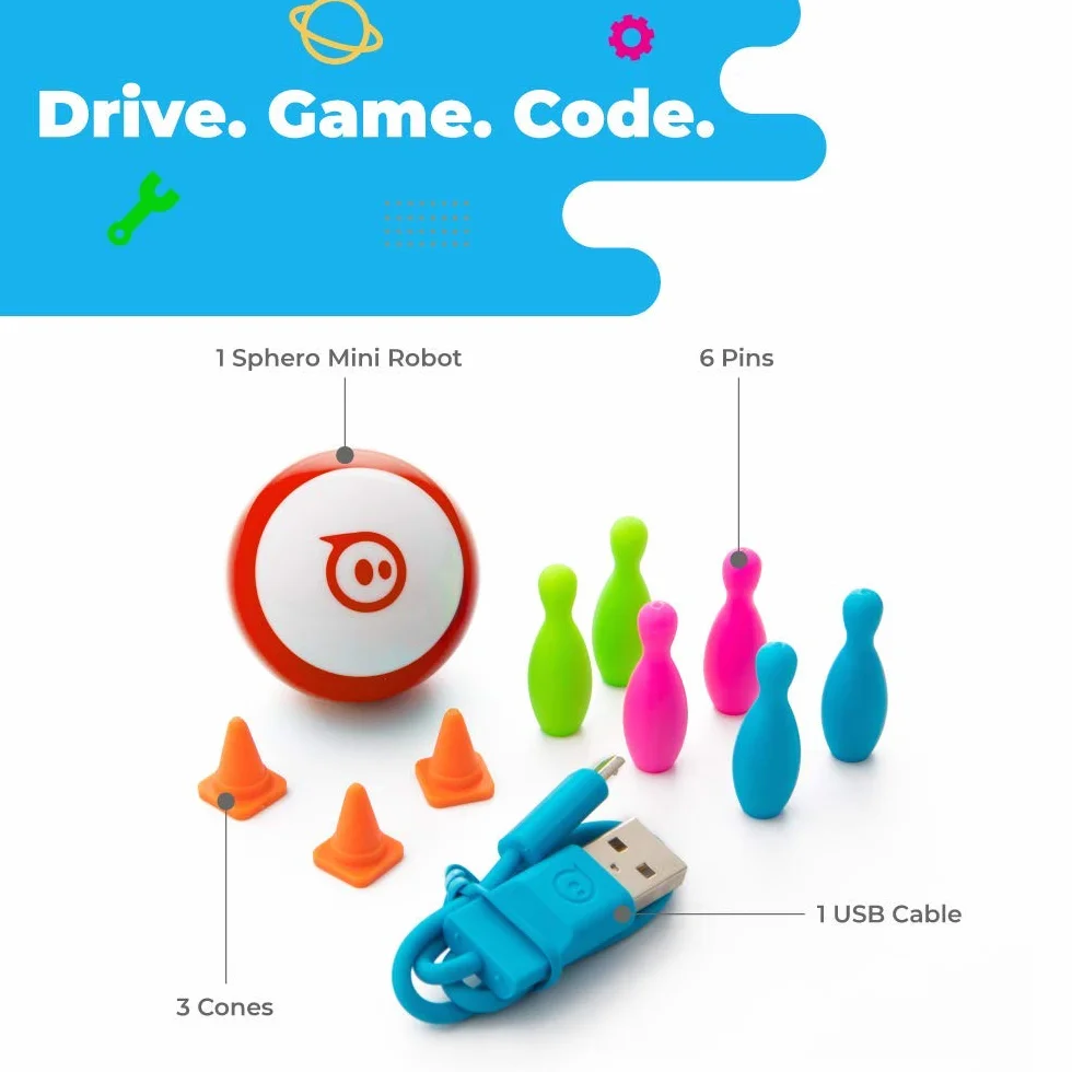 Sphero Mini Sfera Robot comandabile via App, luci LED incluse, portata Bluetooth fino a 10 metri, compatibile iOS e Android, Rosso…