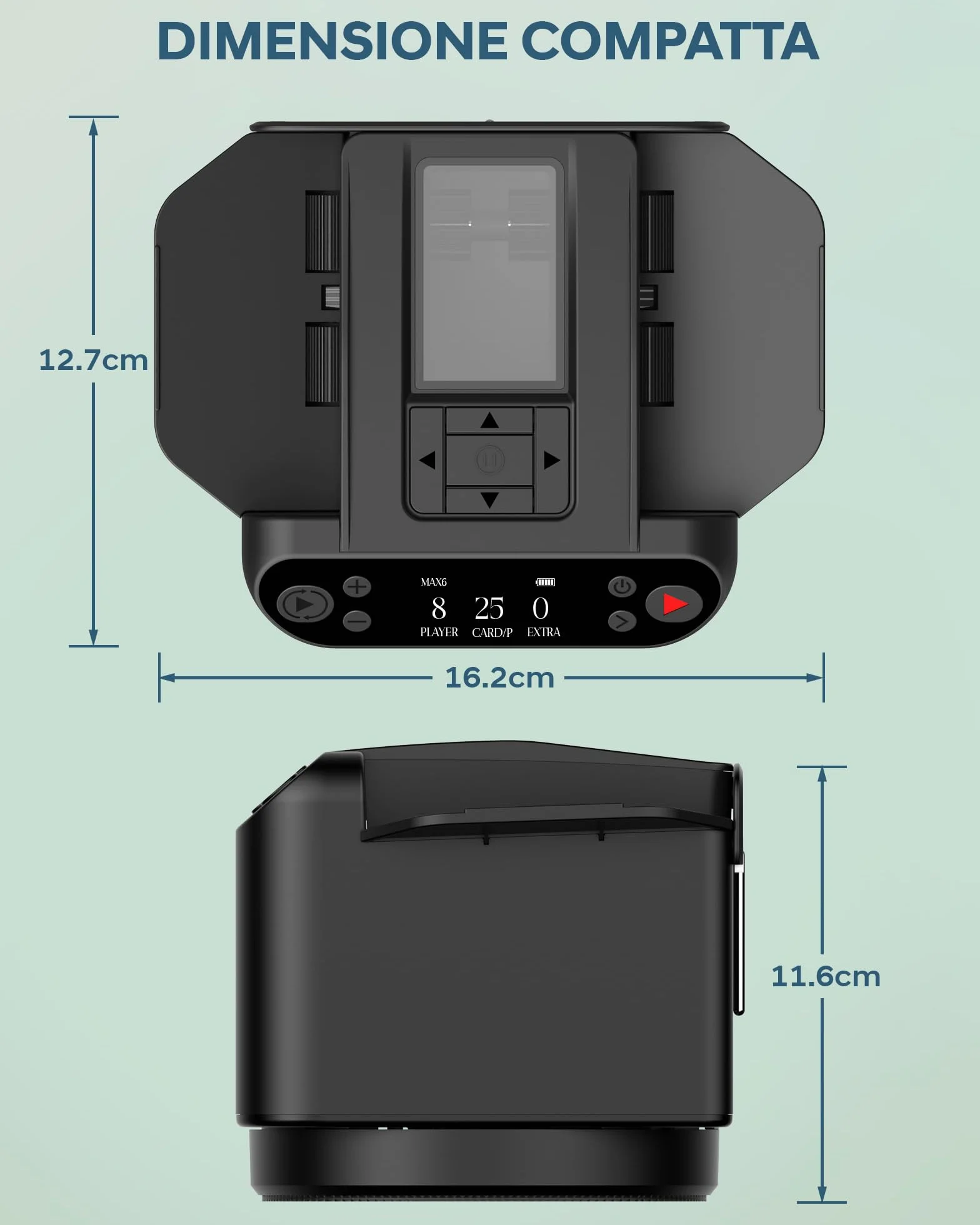Mescolatore e Distributore Automatico di Carte – Rotazione 360° per 1–2 Mazzi, 2–12 Giocatori con 4 Telecomandi | Modalità di Gioco Integrate, Ricaricabile & Silenzioso per Poker, UNO, Phase 10 (Nero)