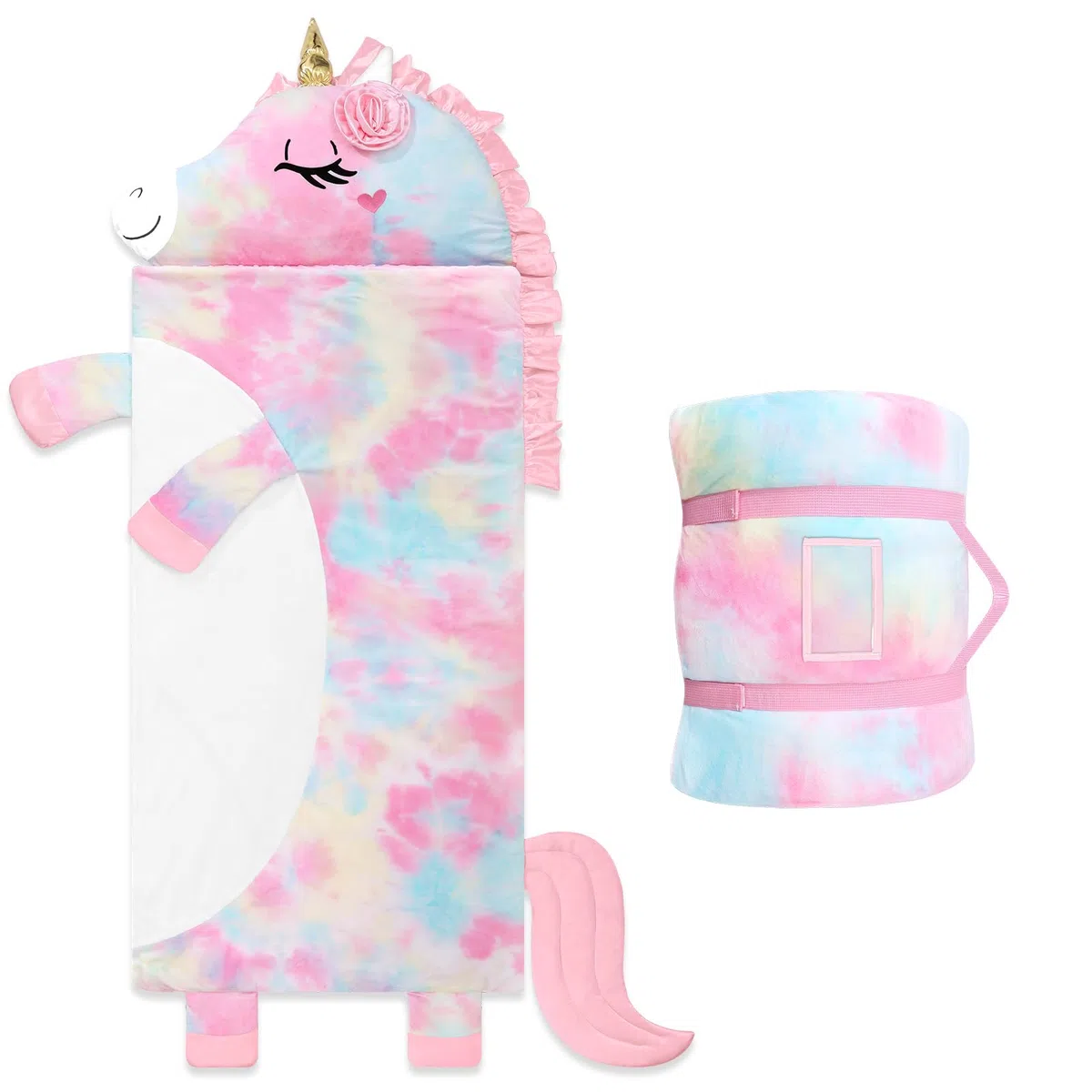 Sacco a Pelo Bambini Sfoderabile con Cuscino, Nap Mat Caldo in Peluche a Forma di Elefante, Sacco Nanna Grande Pieghevole per Interno Esterno Campeggio, 170x70cm, Blu