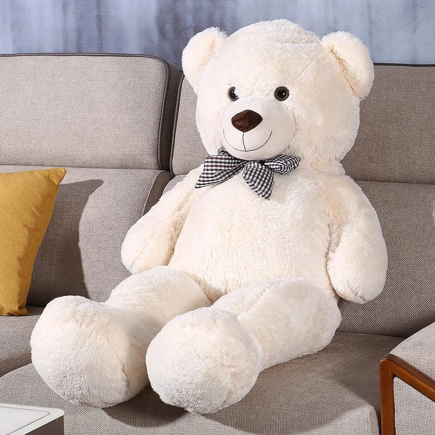 XL Orsacchiotto Orso di Peluche 110 cm di Altezza Giganti Orso Peluche per Fidanzata Teddy Bear Regalo per Compleanno Natale e San Valentino Bianco