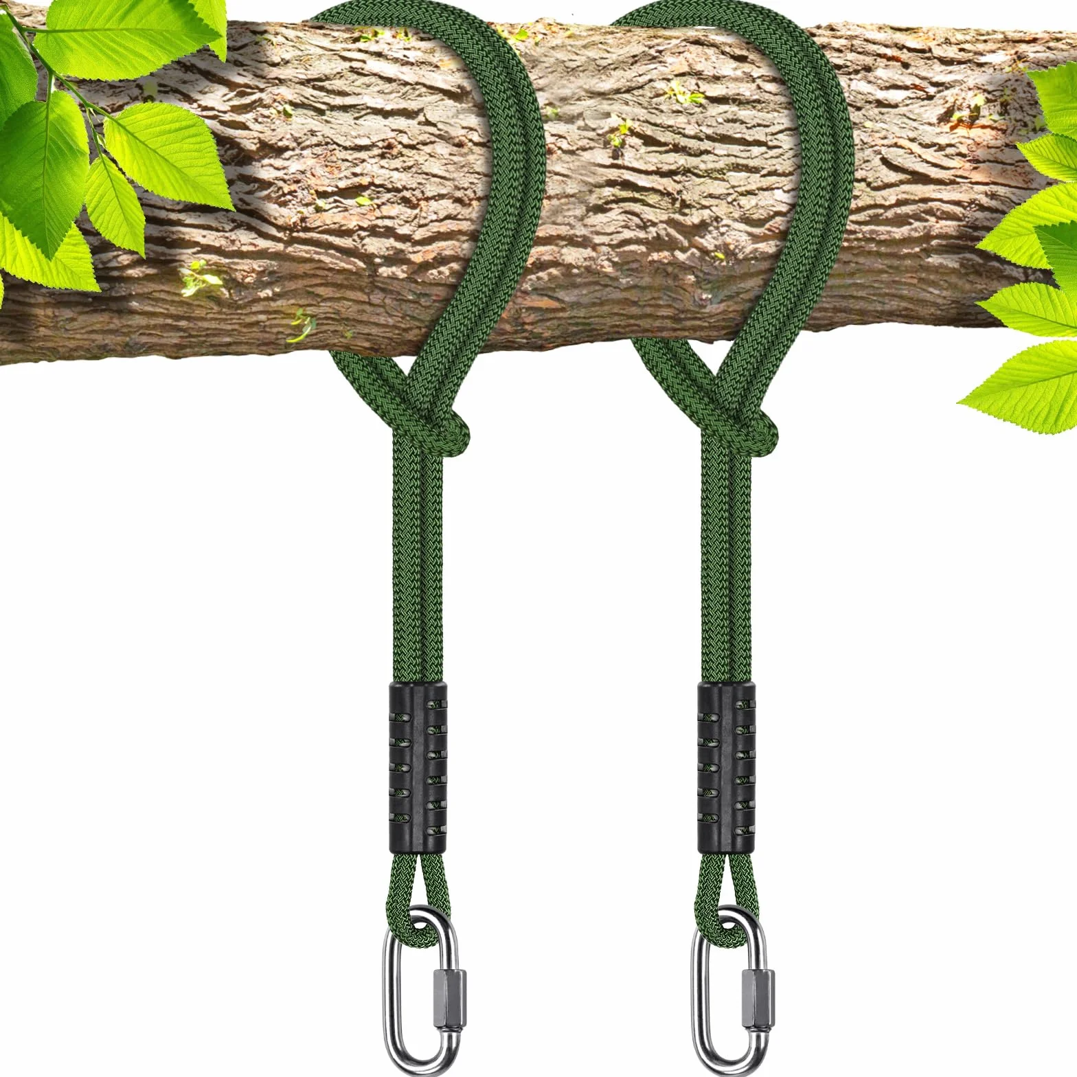 SELEWARE 2 corde di fissaggio per altalena, non regolabili, per altalena, amaca con moschettone, per esterni, per altalene, amache, yoga, 61 cm