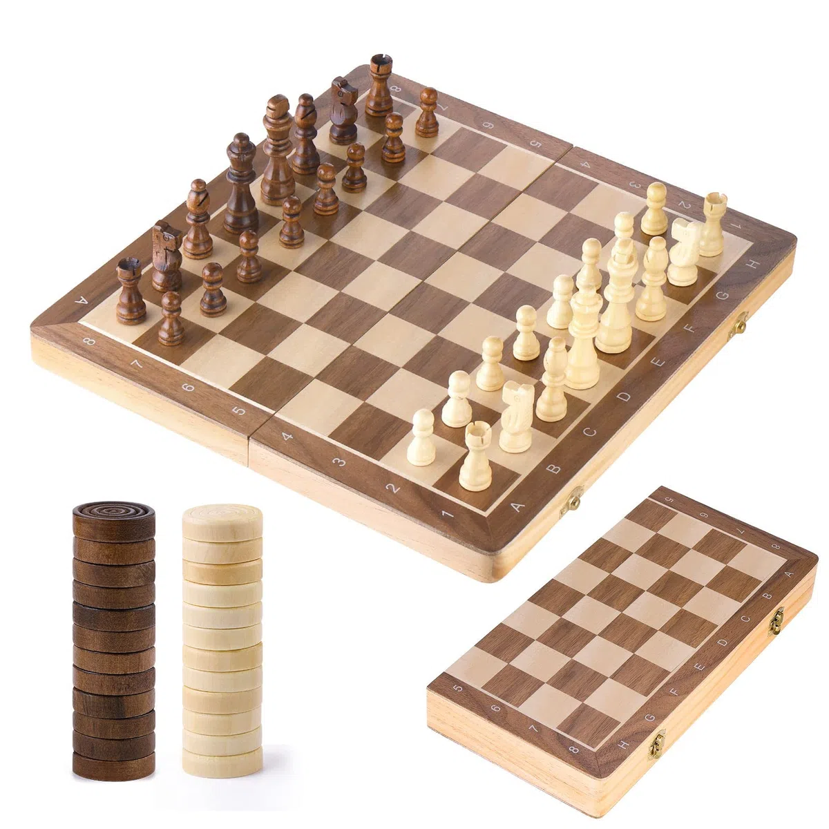 Peradix Scacchiera Magnetica Pieghevole Legno 38x38 cm 2 in 1 Dama e Scacchi da Viaggio