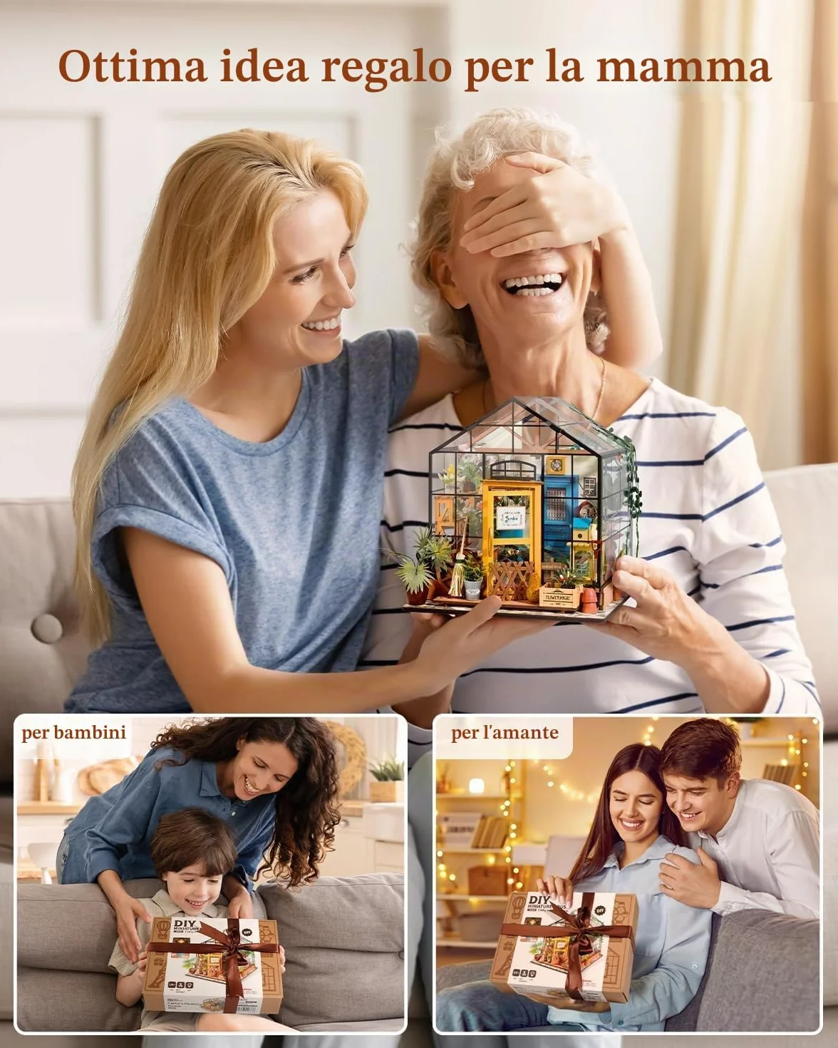 ROWOOD Casa Delle Bambole Serra, Stanza in Miniatura Fai Da Te con Luce Led, Kit di Costruzione di Modelli In Legno per Adulti, Casa Dei Fiori di Cathy