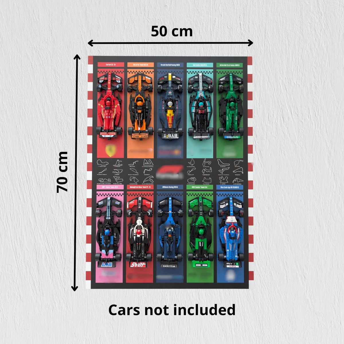 Display da incorniciare, 50 x 70 cm, per collezione LEGO F1 Speed Champions, supporto Forex 3 mm, decorazione da parete per collezionisti