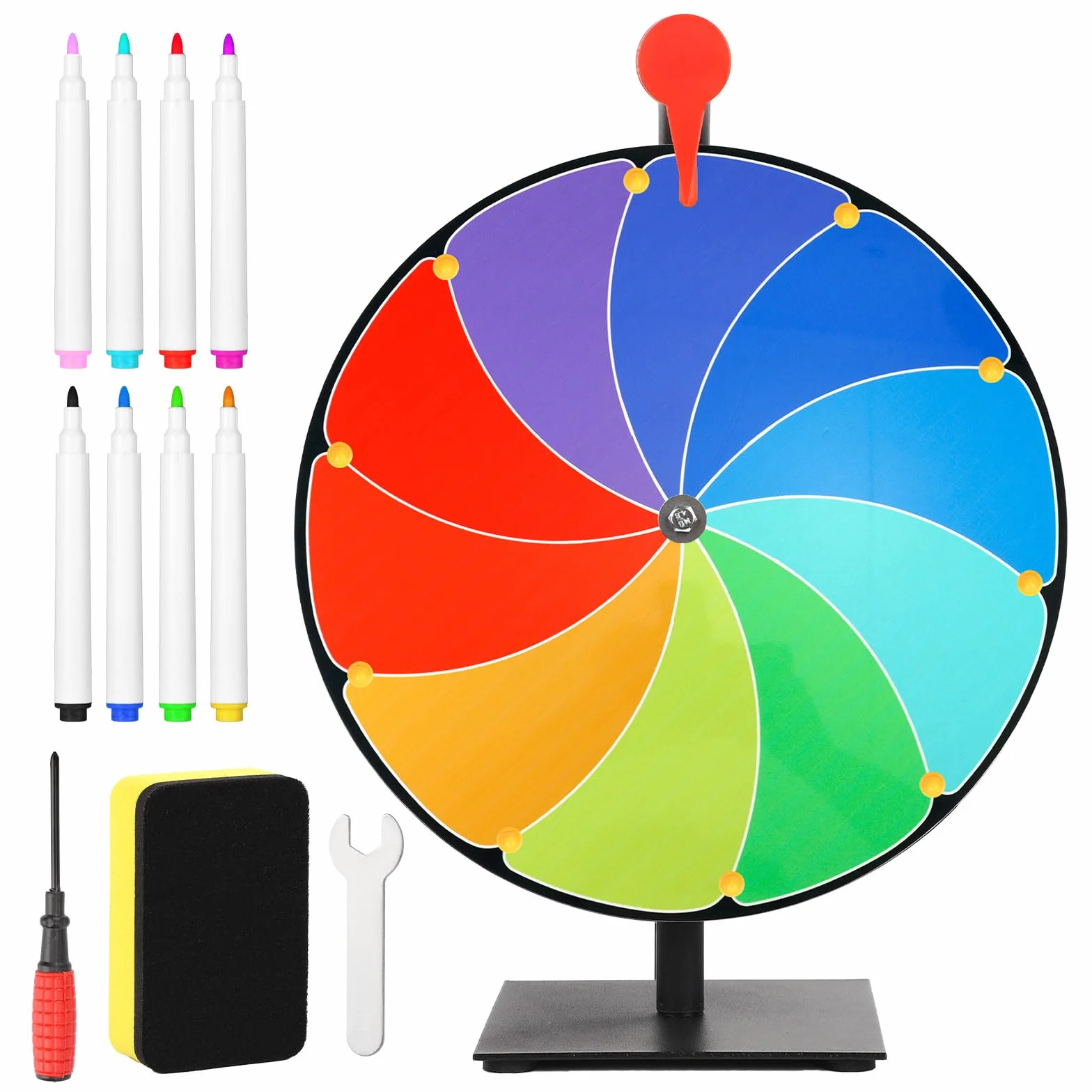 Kit Ruota dei Premi Girevole da 40cm, Ruota della Roulette a 10 Slot Ruota della Lotteria con Supporto Ruota da Tavolo per Carnevale Fiere Vinci Giochi di Giri della Fortuna (Colorato)