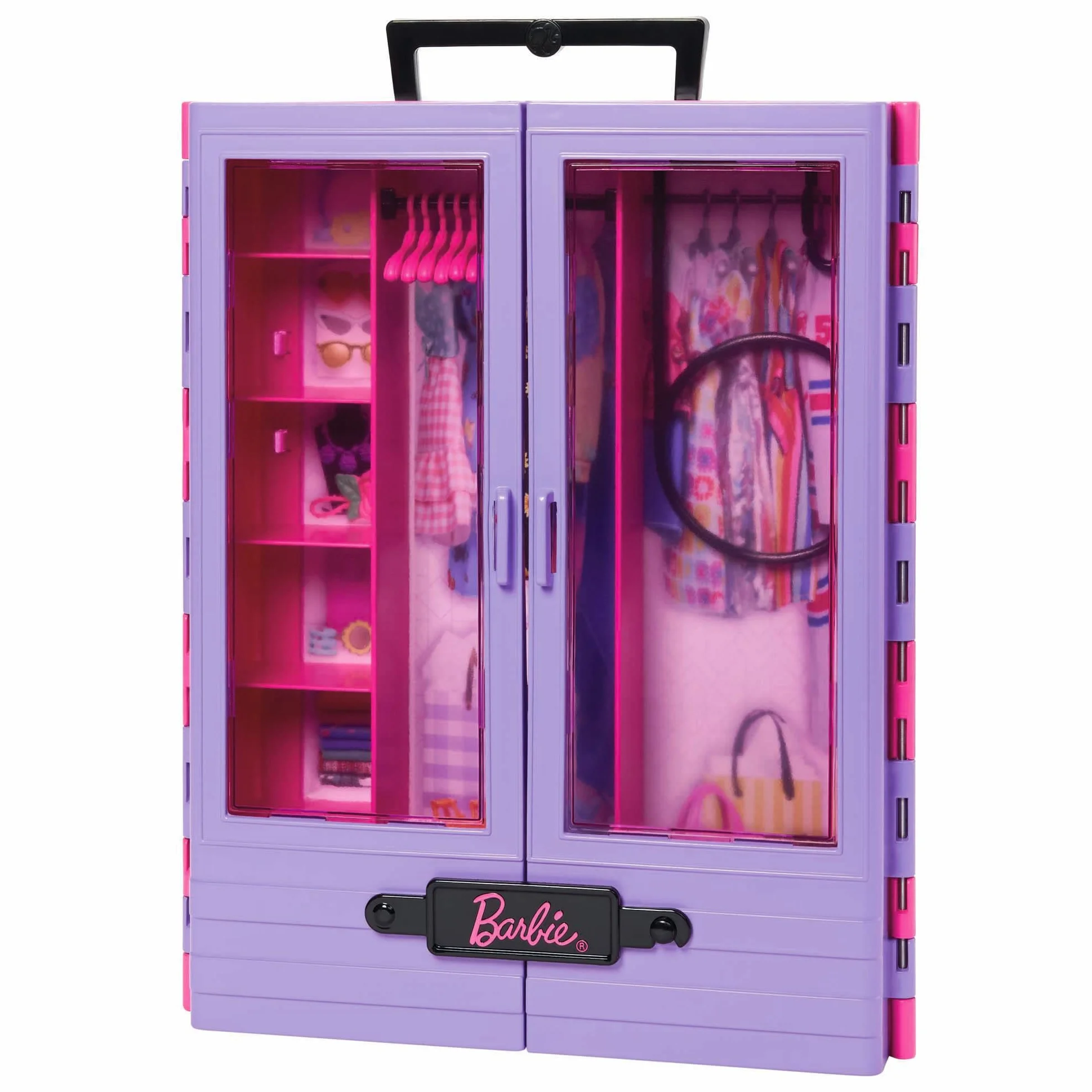 Barbie - Fashionistas Armadio Moda Look Playset con bambola, richiudibile e trasportabile, abiti, accessori e grucce, Giocattolo e regalo per Bambini 3+ Anni, HJL66