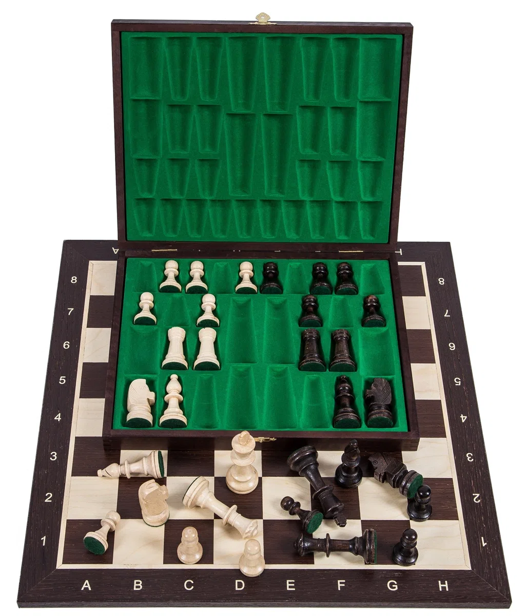 SQUARE - Pro Scacchi in legno Set No 5 - Wenge LUX - Scacchiera in legno + Staunton 5