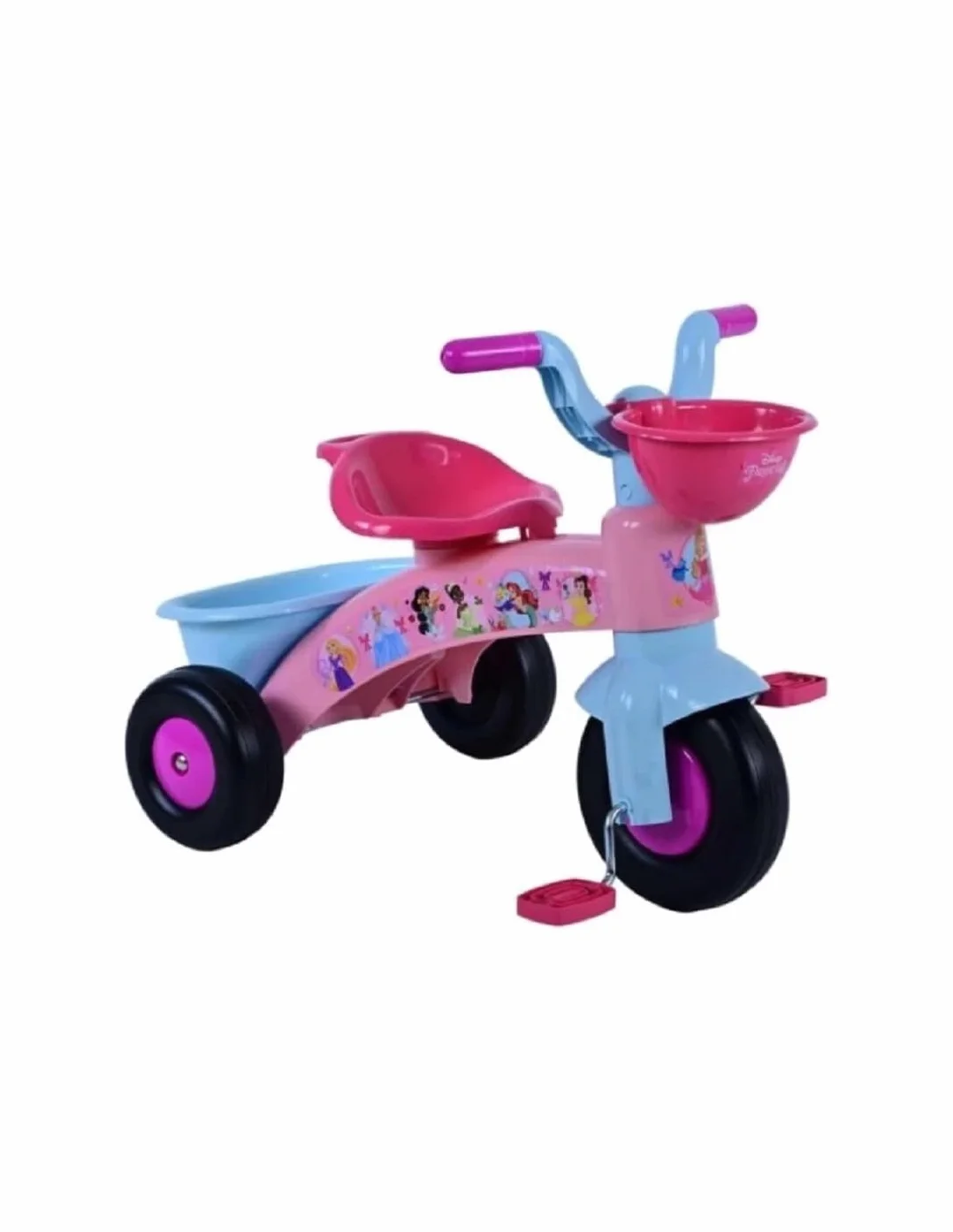 Triciclo Principesse Bambina 1-3 Anni con Cestino Porta Giochi 3 Ruote Stabile Ergonomico Sicuro fino 25 kg Triciclo Bambini Rosa