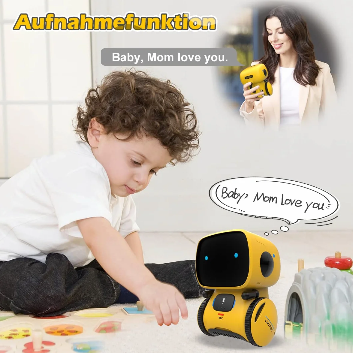 REMOKING Robot intelligente giocattolo per bambini, robot interattivo, giocattolo educativo, regalo per ragazzi e ragazze (giallo)