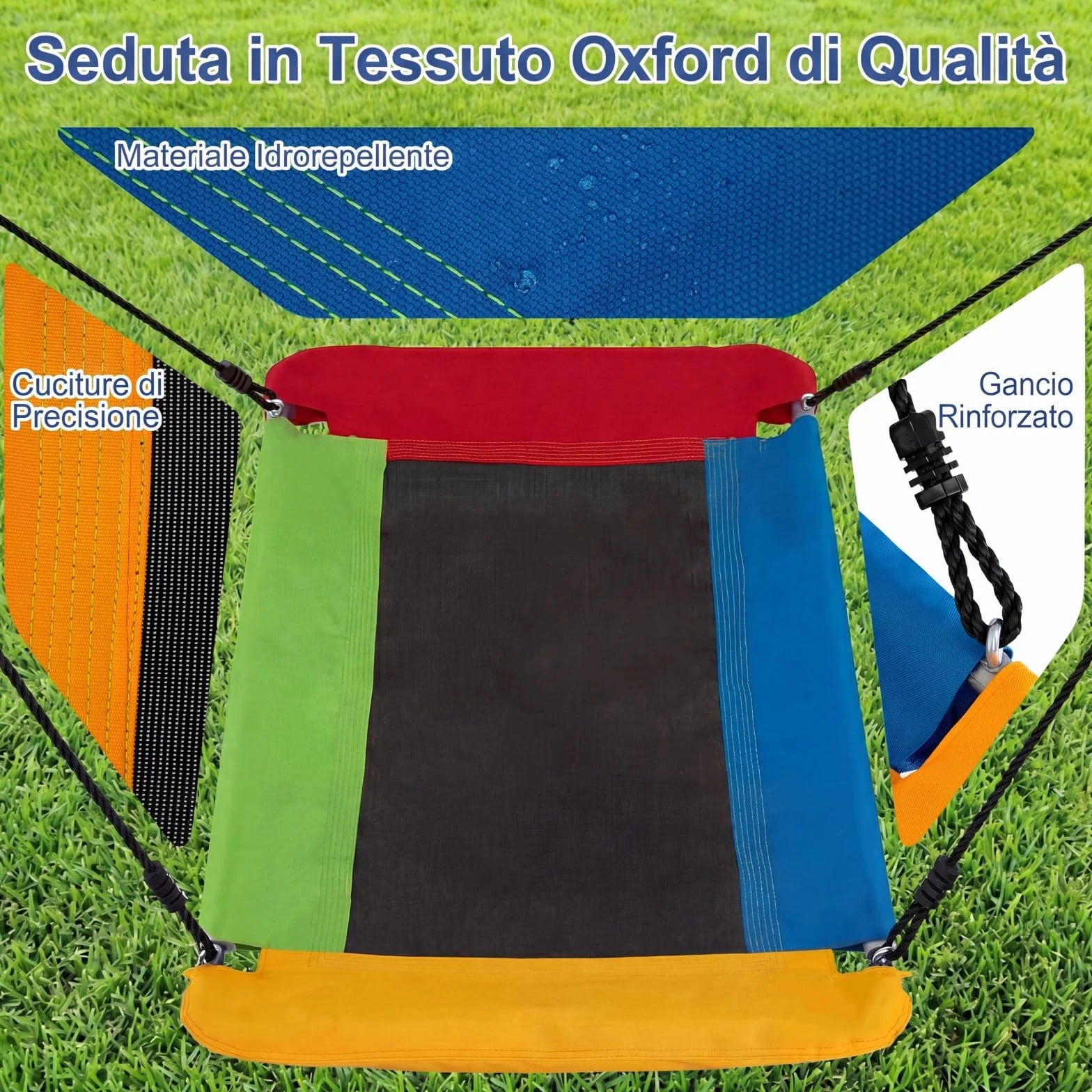 COSTWAY Set di Altalene da Interno e da Esterno, 3 in 1 Altalena da Giardino per Bambini, Corde Regolabili, per Giardino e Parco, Portata 300 kg