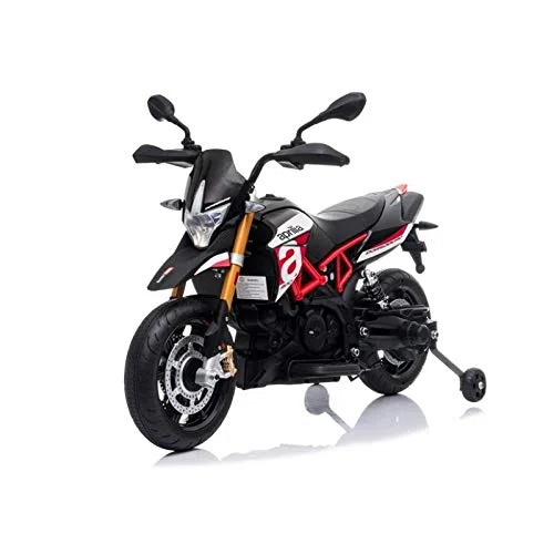 Aprilia Dorsoduro 12V Moto Elettrica per Bambini 2 Motori 45W LED EVA Sedile Pelle 3-6 Anni