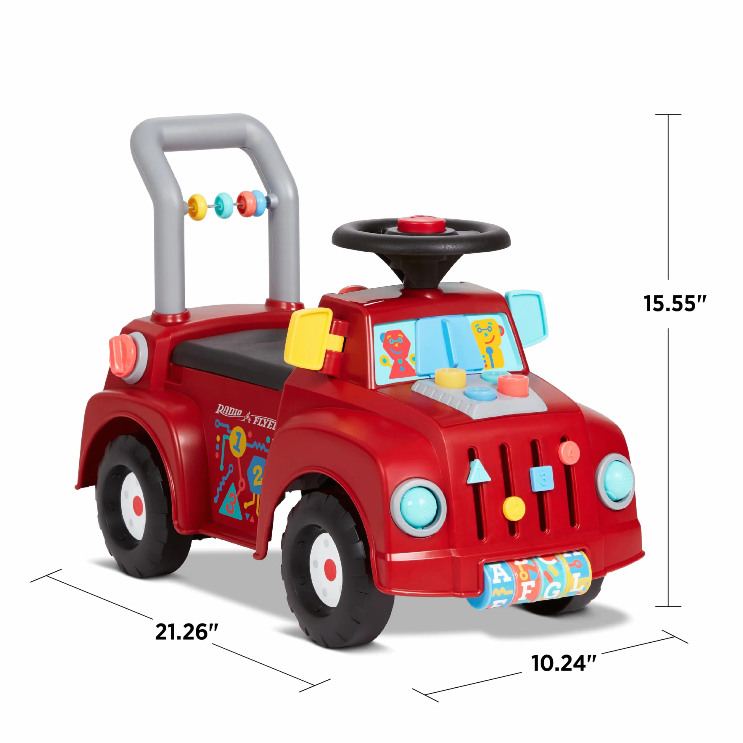 Radio Flyer camioncino con luci e suoni, giocattolo cavalcabile per bambini da 1 a 3 anni, rosso