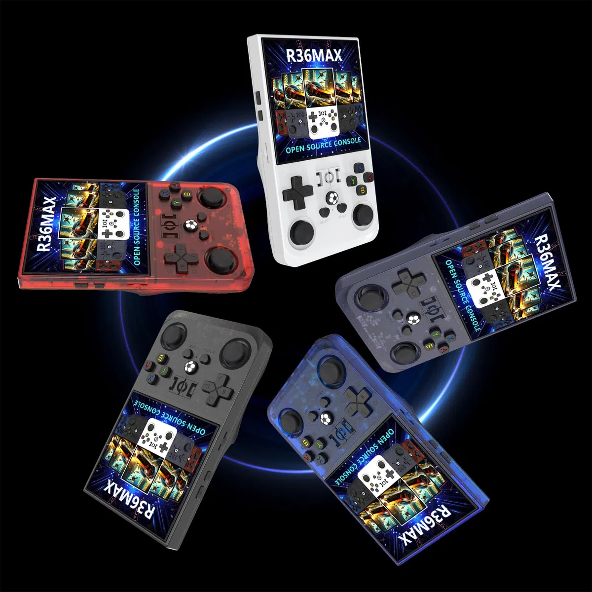 Console portatile R36MAX, 64 GB con 20.000 giochi, console portatile per videogiochi, schermo IPS da 4 pollici, oltre 30 emulatori e sistema Linux con custodia (Nero, 64, GB)