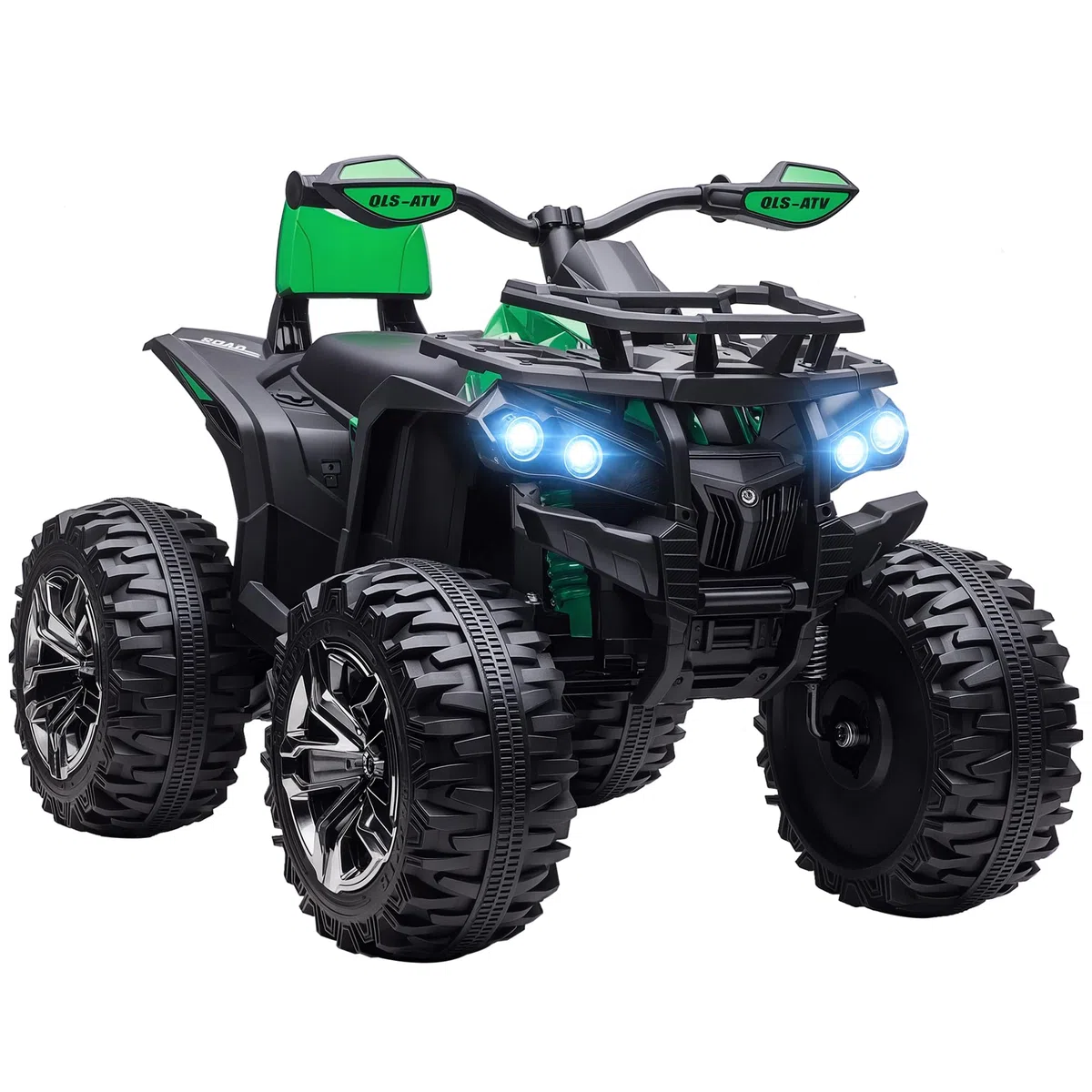 HOMCOM 12V Quad Elettrico per Bambini 3-8km/h Auto Elettrica Doppi Motori Ruote Larghe Batteria 10AH 100x65x73 cm Verde
