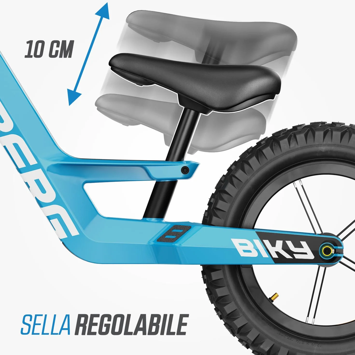 BERG Biky Cross - Bicicletta da 12 pollici, per ragazzi e ragazze dai 2 anni in su, con freno a mano, pneumatici ad aria, sella regolabile in altezza e telaio leggero in magnesio