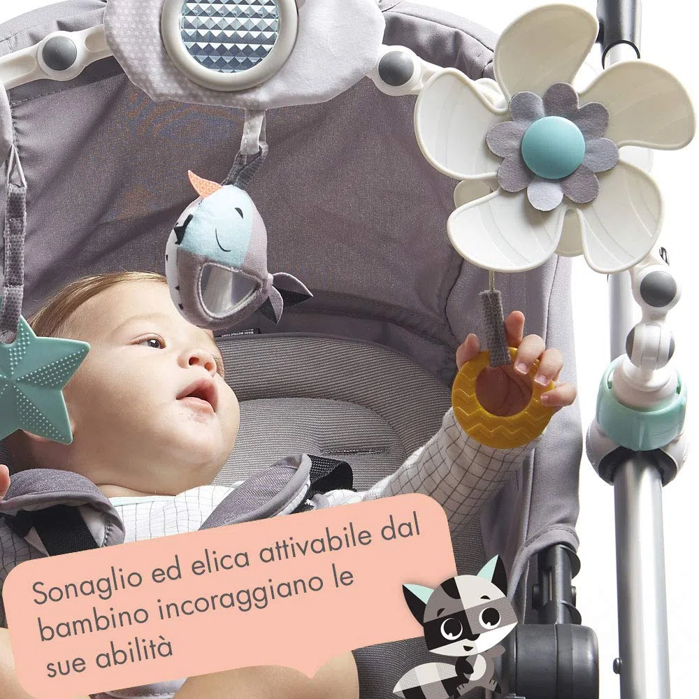 Tiny Love Sunny Stroll Black & White Arco Gioco Passeggino, Culla, Ovetto, con Clip Aggancio Universale, Gioco Educativo, 0+ Mesi, Collezione Magical Tales