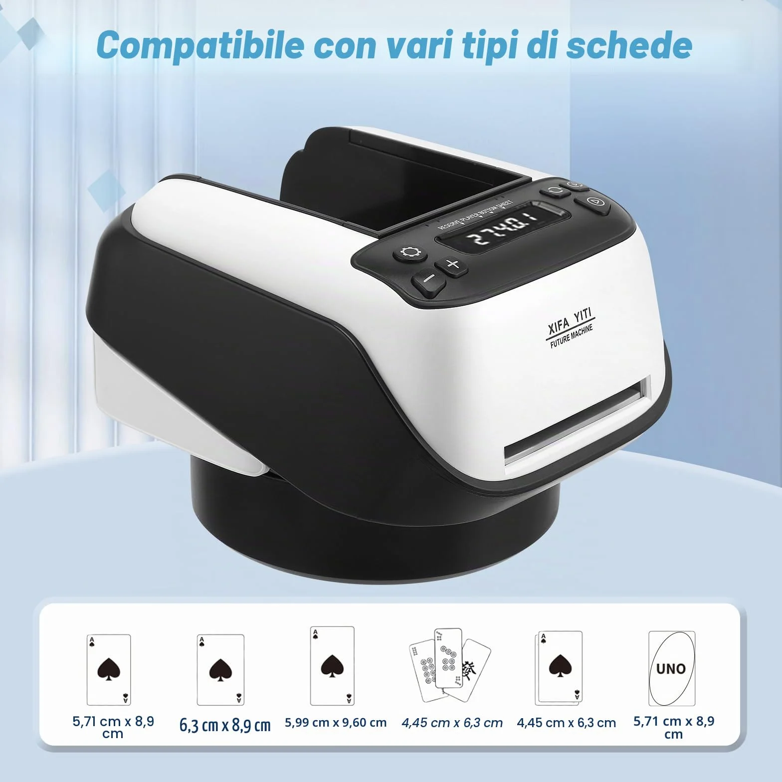 Distributore Automatico di Carte, Distributore Elettrico di Carte, Distributore di Carte Rotante a 360°, Macchina per L'invio di Carte Fino a 8 Giocatori, per Poker, UNO, Blackjack, Texas Hold'em
